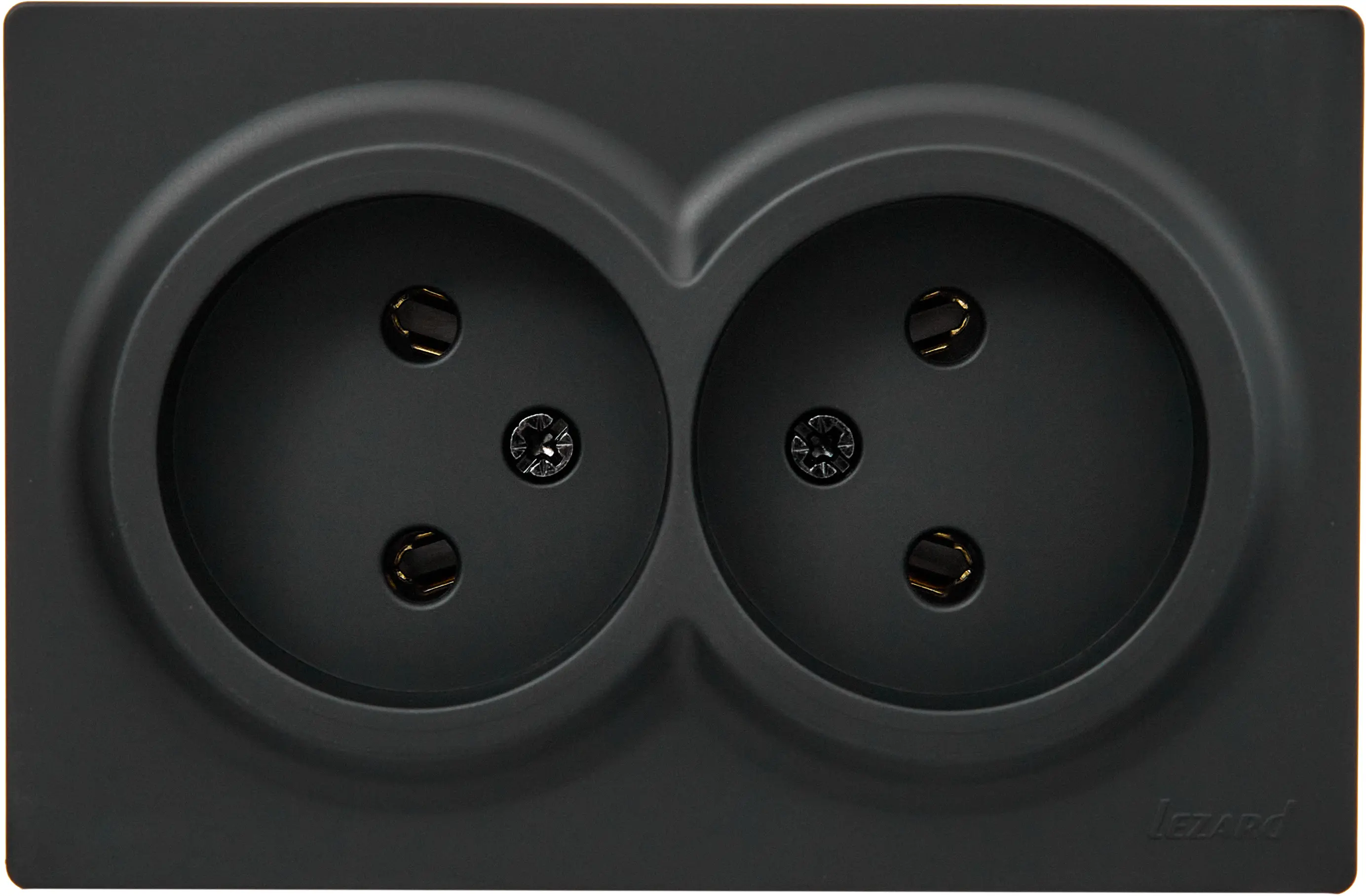 Изображение товара Розетка двойная Lezard Leto без заземления черный бархат 2 поста