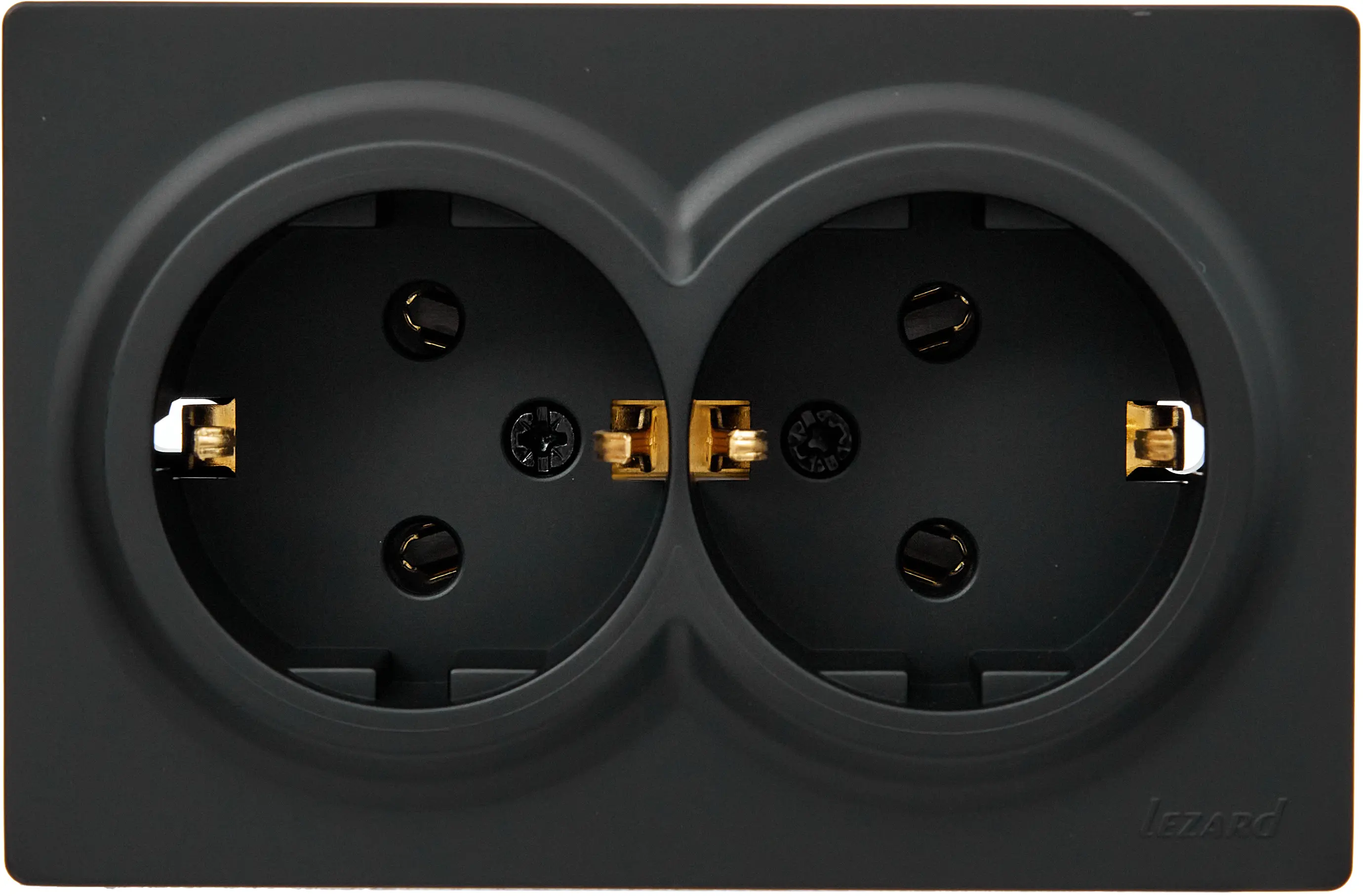 Изображение товара Розетка двойная Lezard Leto с заземлением черный бархат IP20 СНЯТЬ ВОДЫ