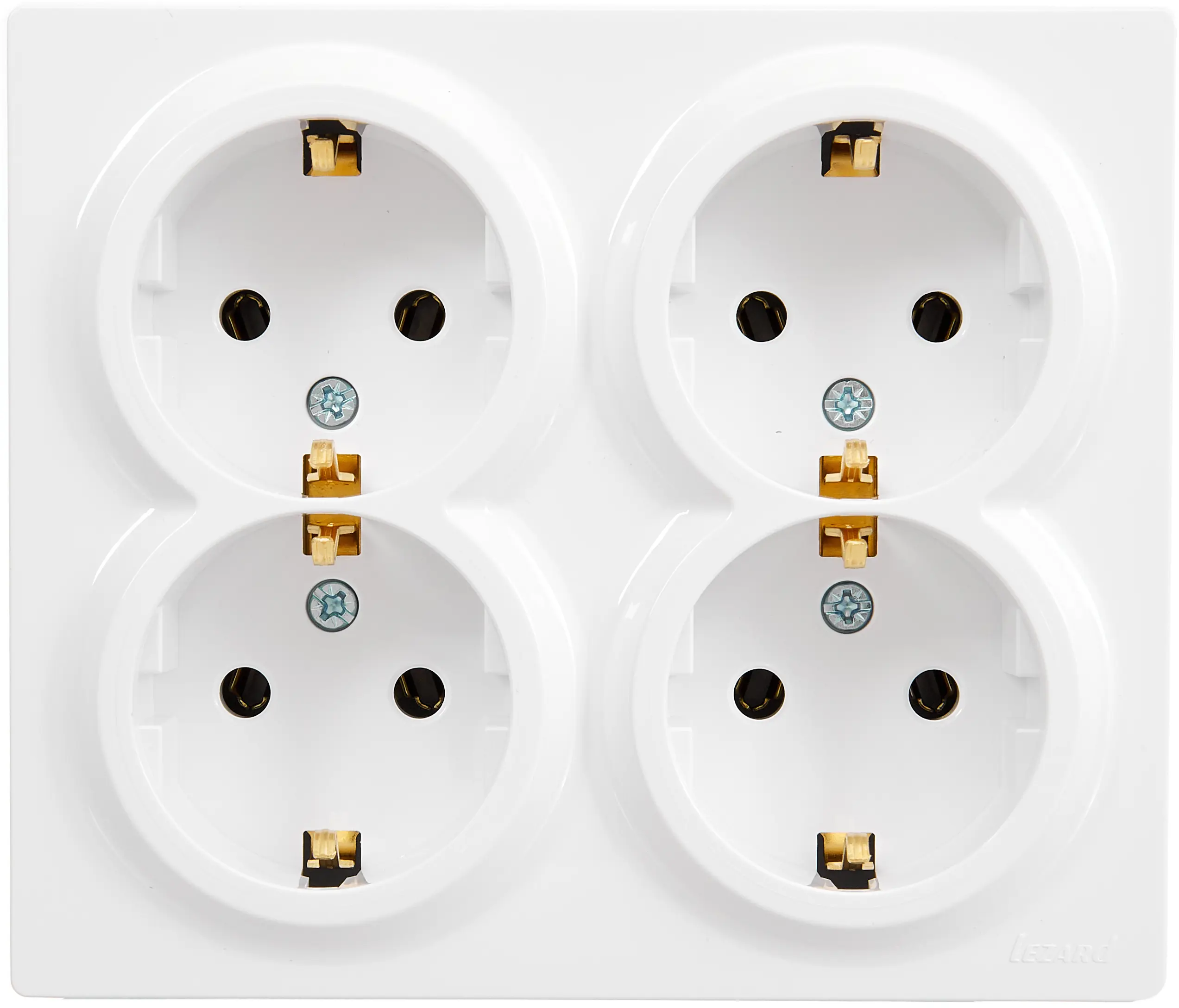 Изображение товара Розетка 4-х постовая Lezard Leto с заземлением белая