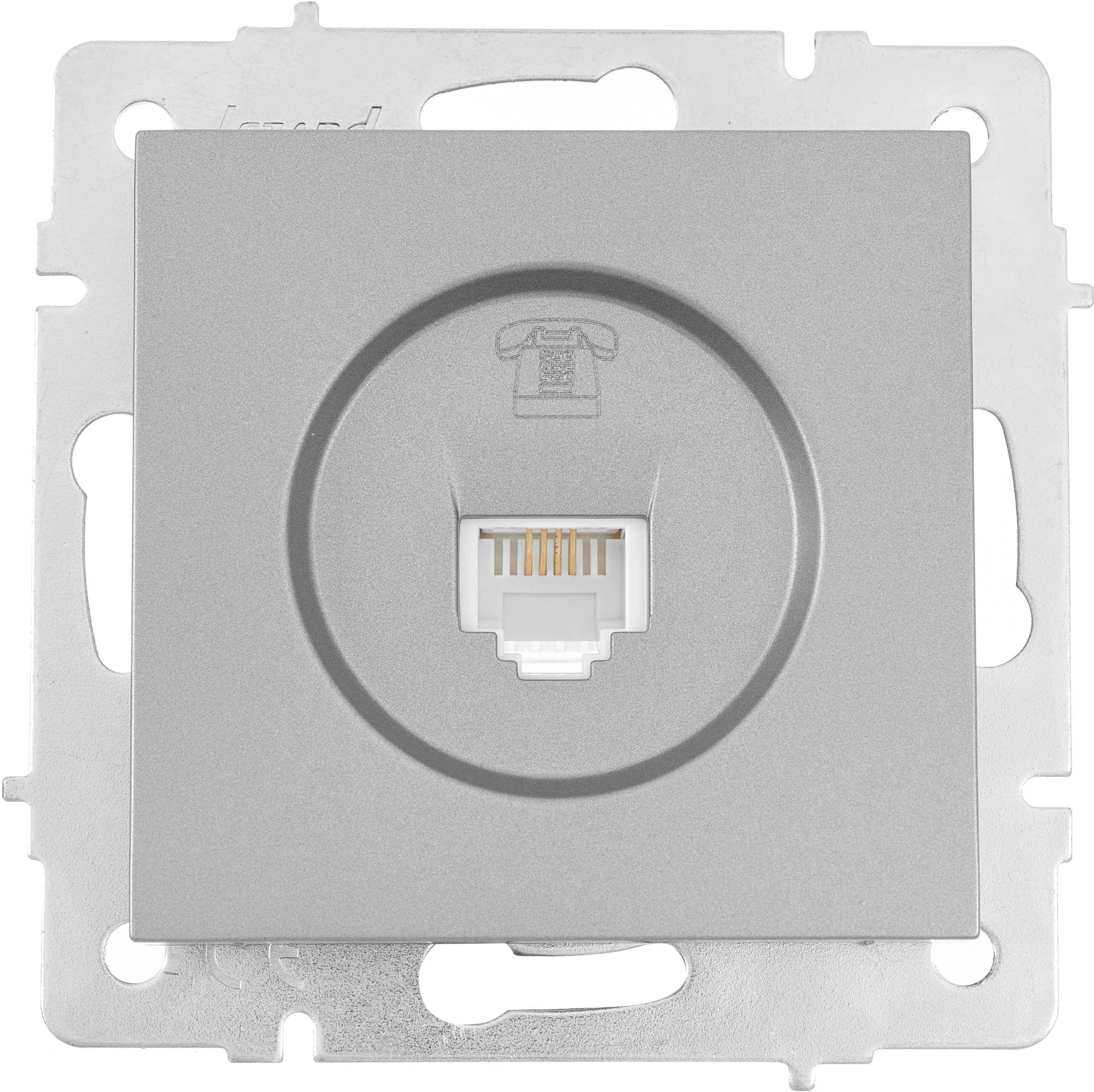 Изображение товара Встраиваемая телефонная розетка Lezard Vesna 742-3588-137 без заземления платина