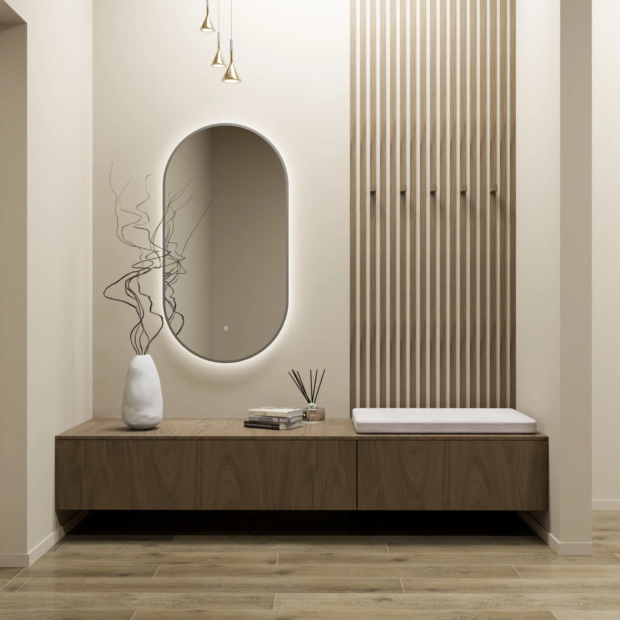 Изображение товара Зеркало для ванной Fixsen FX-3100F с подсветкой LED овальное 50x100 см графит