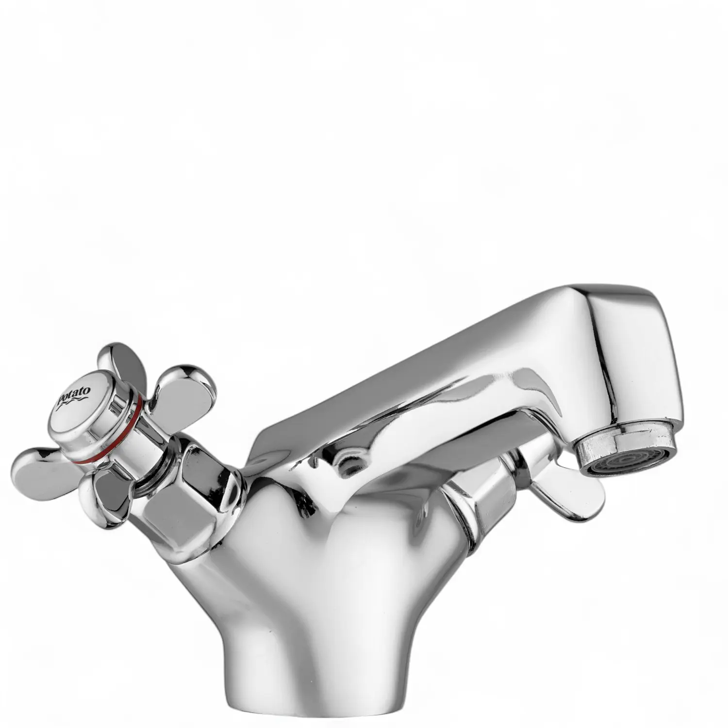 Изображение товара Смеситель для раковины Potato P10303B двухвентильный и квадратным корпусом цвет хром