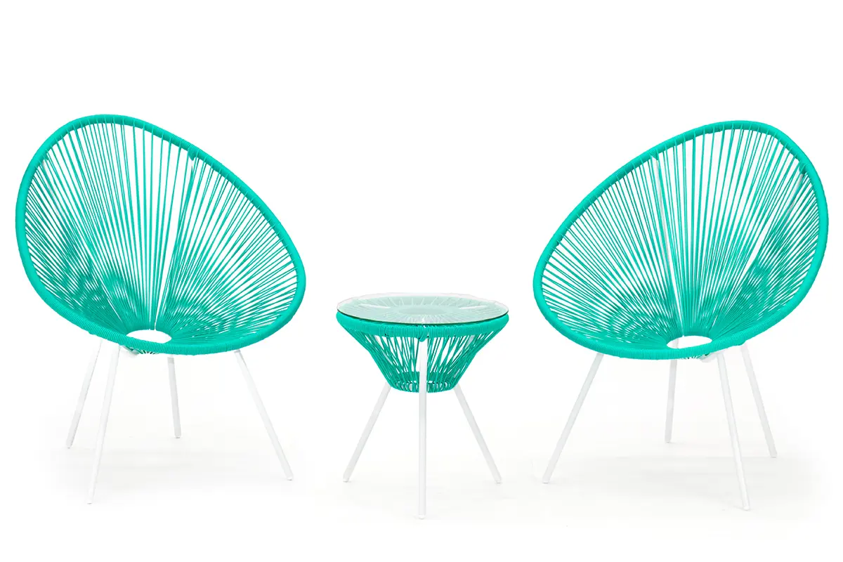 Изображение товара Стильный комплект садовой мебели из искусственного ротанга Kornera Акапулько синяя, 3 предмета