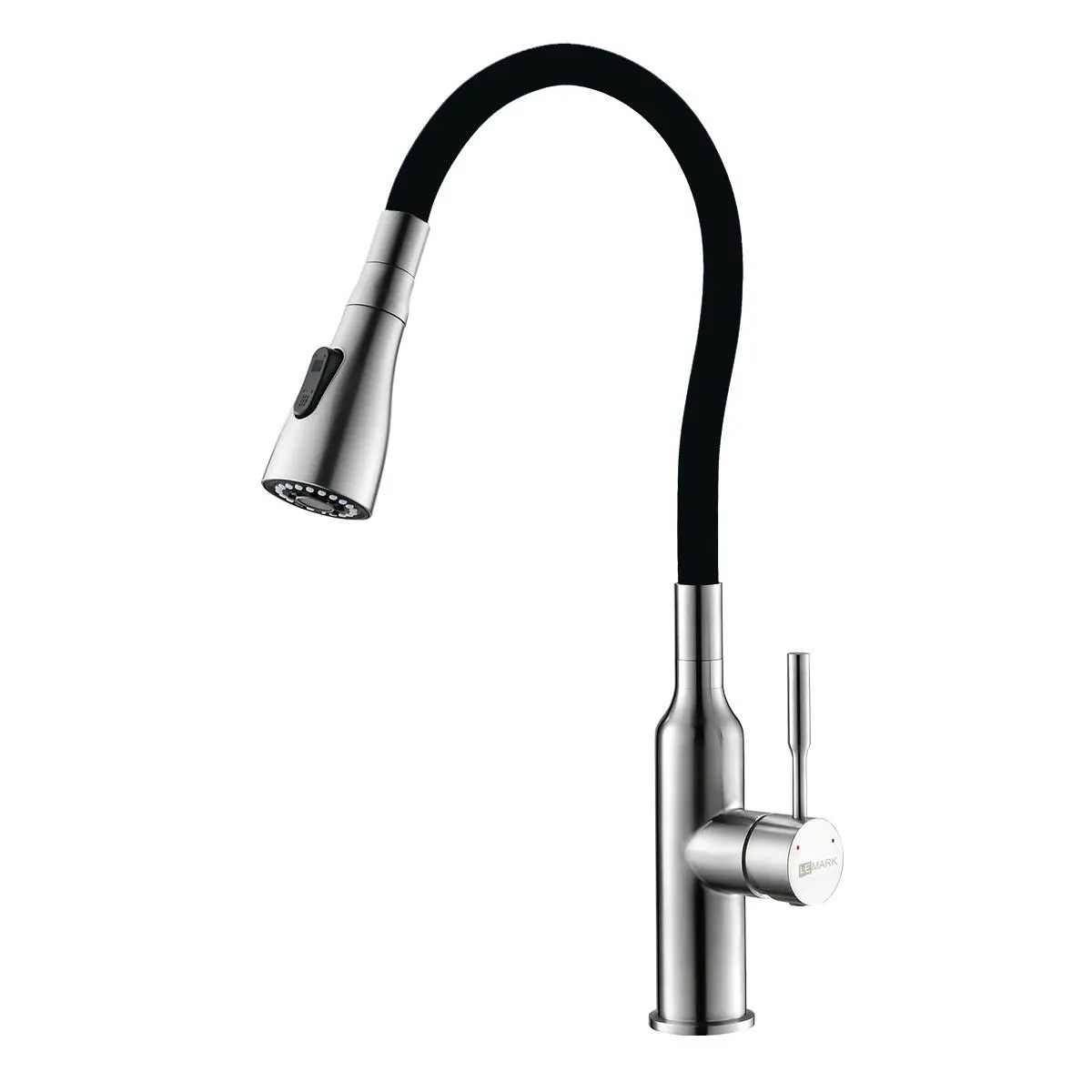 Изображение товара Смеситель для кухни из нержавеющей стали с гибким изливом черный LeMark LM5082S-Black