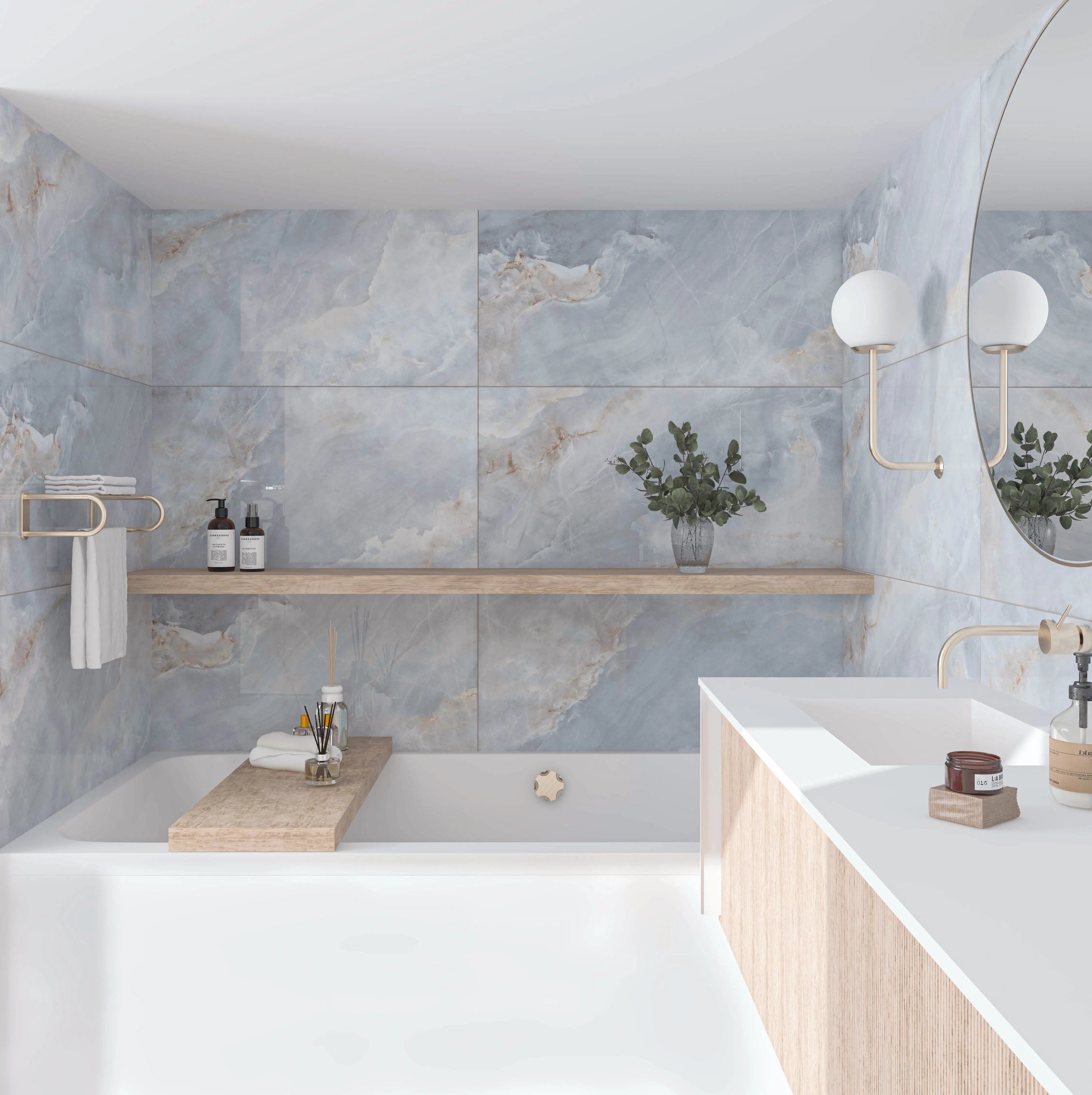 Изображение товара Керамогранит OTTO GREY full lapp 60x120 см серый мраморный эффект