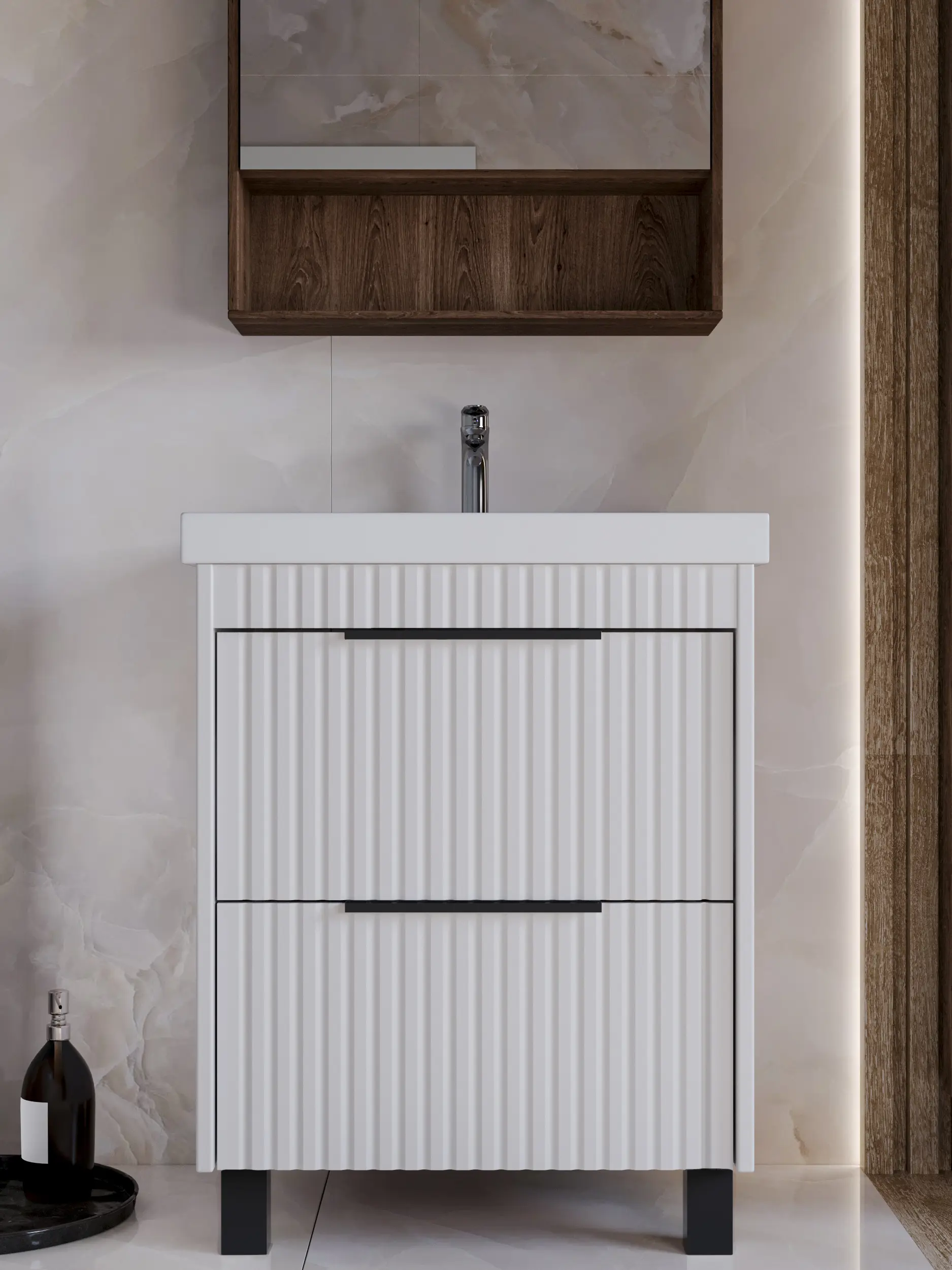 Изображение товара Тумба для ванной Play Луи 50 см 2 ящика напольная цвет белый под раковину