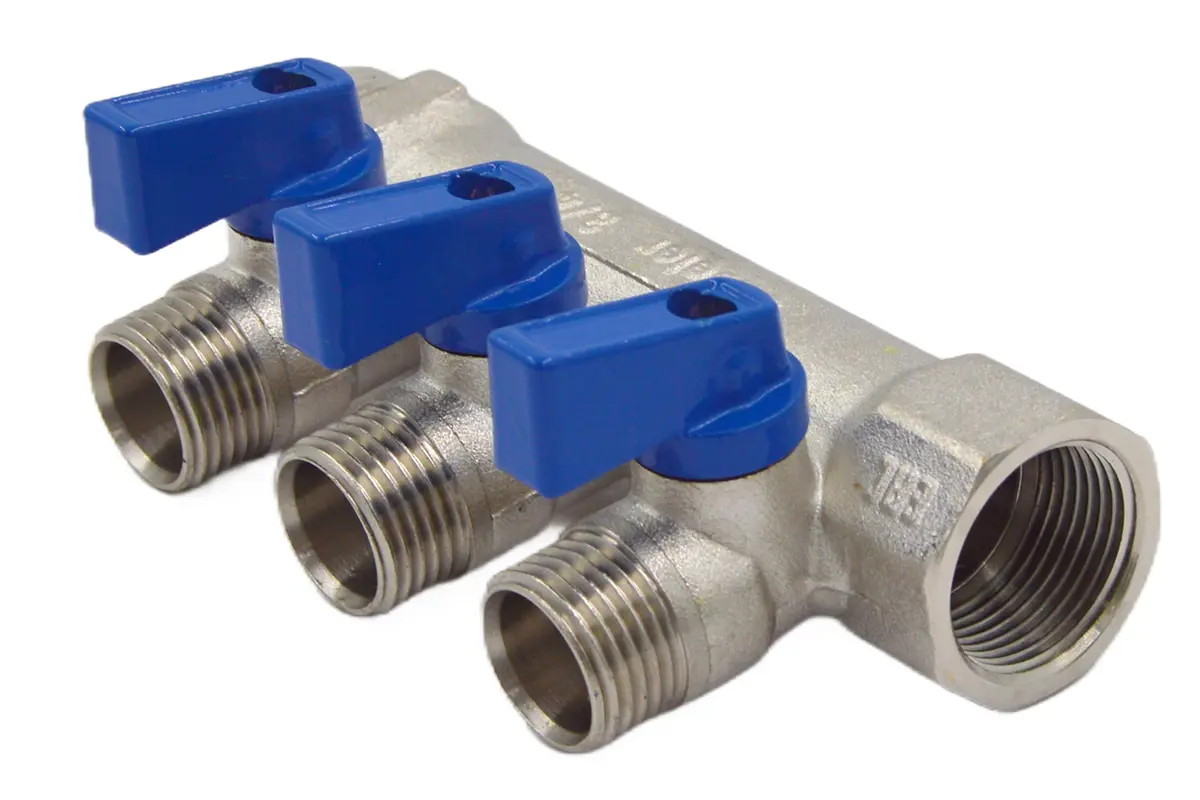 Изображение товара Коллектор распределительный Okseler oks00406 1x1/2 евроконус 4 выхода латунь