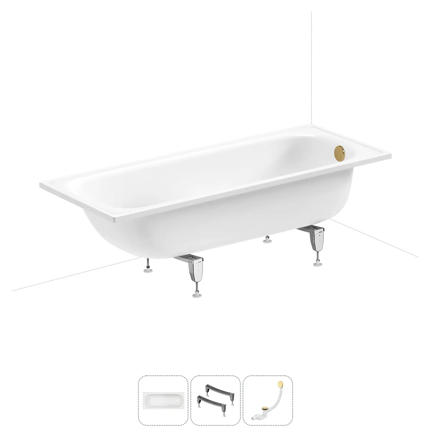 Изображение товара Ванна Sanitana BLB Europa 20220672R прямоугольная сталь 170x75 см с ножками и сливом-переливом