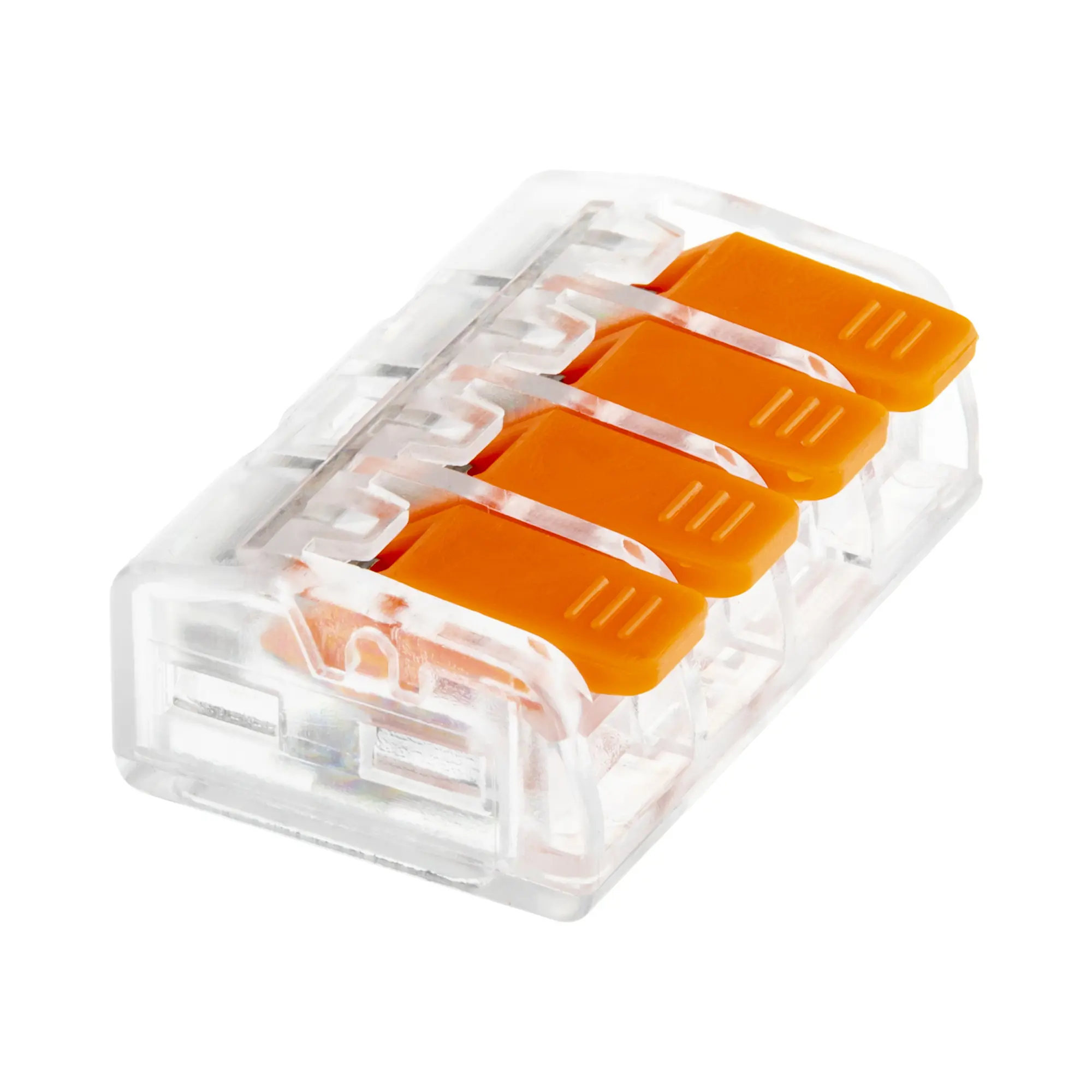 Изображение товара Клеммы монтажные с рычажком Duwi 223-414 4-проводные, прозрачные, 20 шт