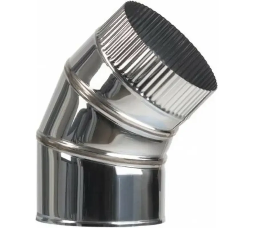 Изображение товара Отвод для круглых воздуховодов Шамрай D200 мм 45 градусов нержавеющая сталь