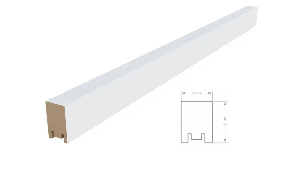 Изображение товара Декоративные МДФ рейки под покраску белого цвета 2800х50х2.5 мм для стен и потолков