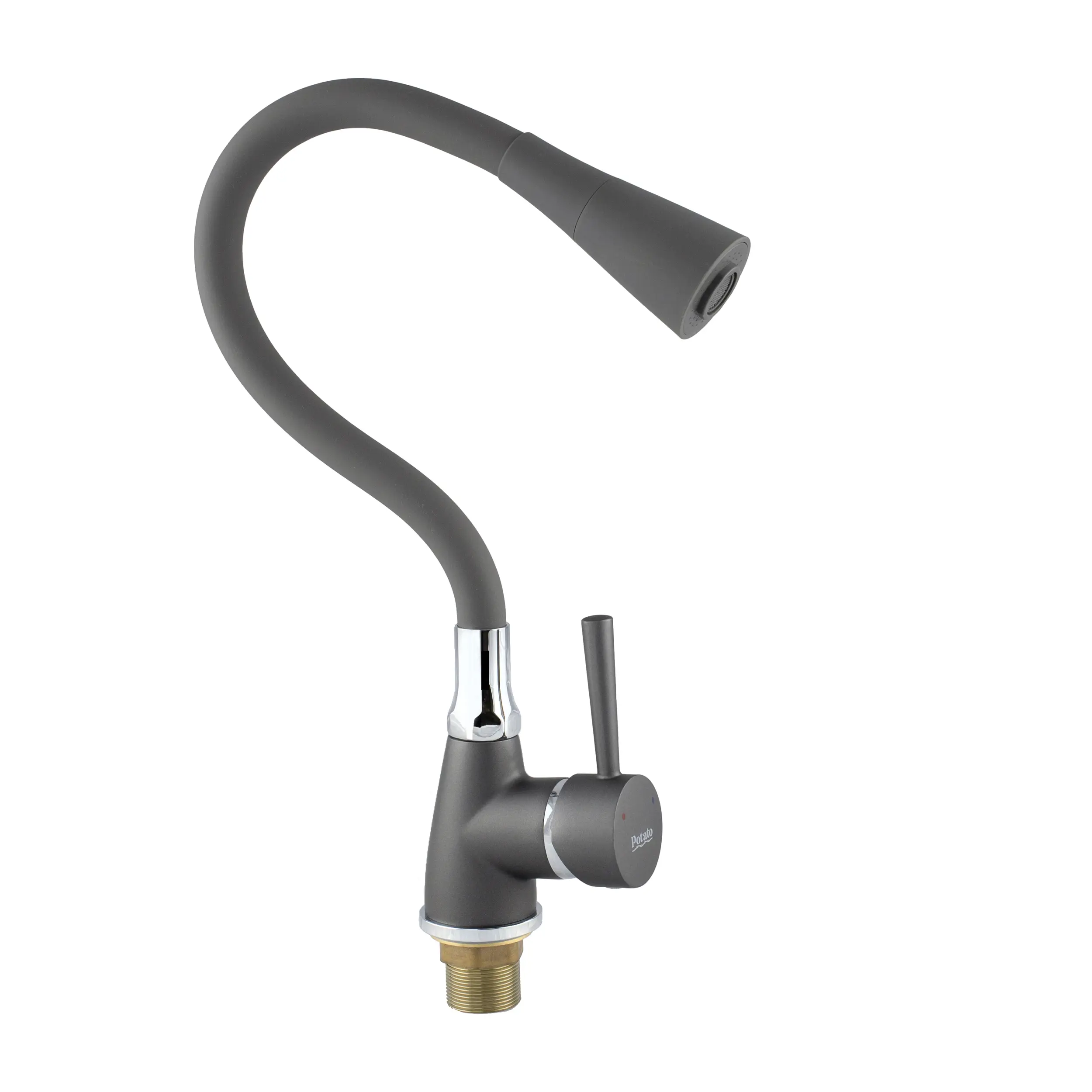 Изображение товара Смеситель для кухни Potato P36284-6 гибкий излив 16 см цвет графит