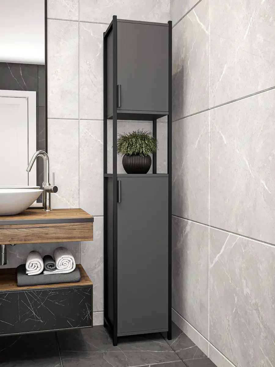 Изображение товара Пенал для ванной комнаты Loft 52 34 см цвет графит