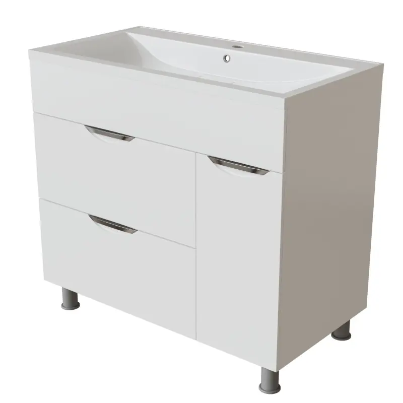 Изображение товара Тумба для ванной Mixline Этьен-90 с бельевой корзиной под раковину Нелли-90