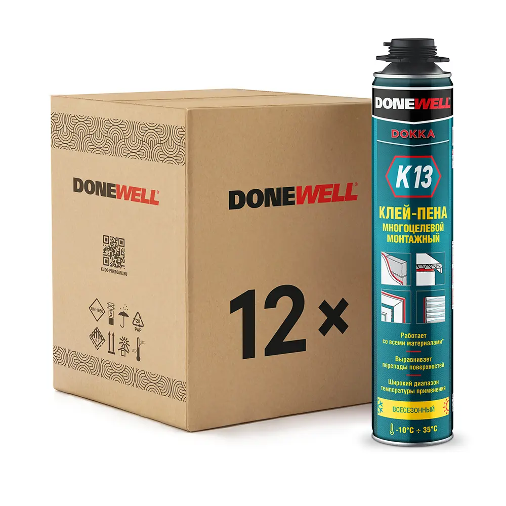 Изображение товара Клей-пена Donewell 1 л профессиональный для монтажных работ