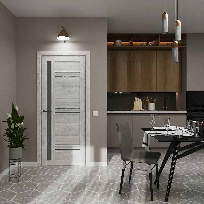 Изображение товара Дверь межкомнатная Dorica Модерн-2 остеклённая 80х200см ПВХ цвет северный светло-серый без замка и петель