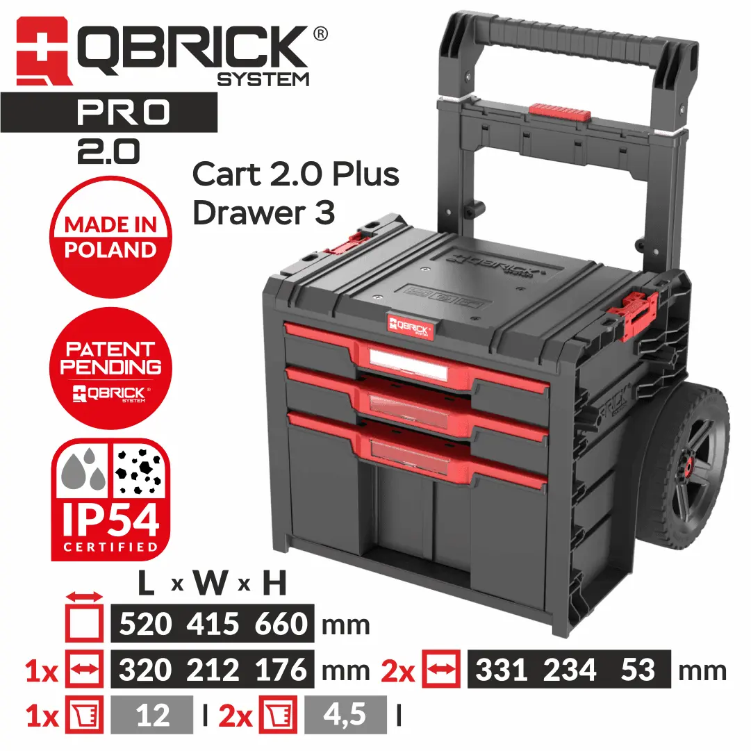 Изображение товара Ящик для инструментов Qbrick System QS Pro Cart 2.0 Plus Drawer 3 42.50x52x67 см, abs-пластик