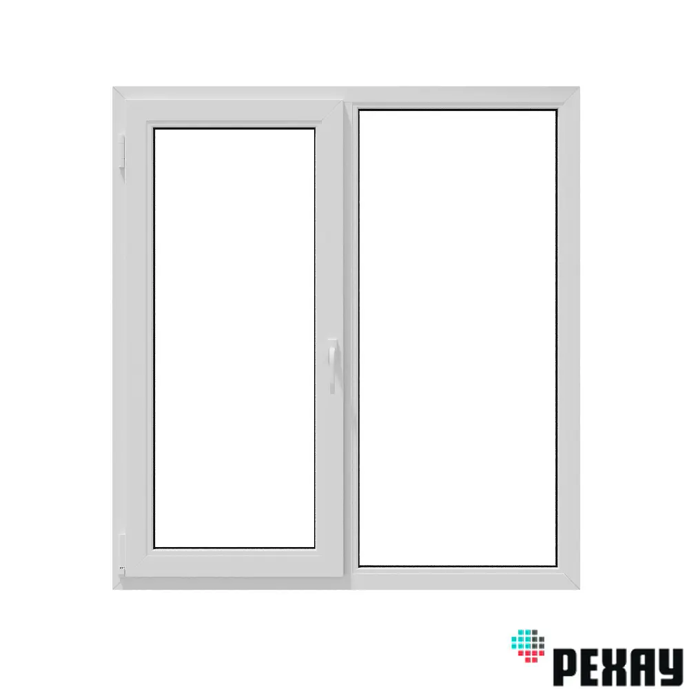 Изображение товара Пластиковое окно ПВХ REHAU Blitz 1100x1200 мм двухстворчатое с тройным остеклением