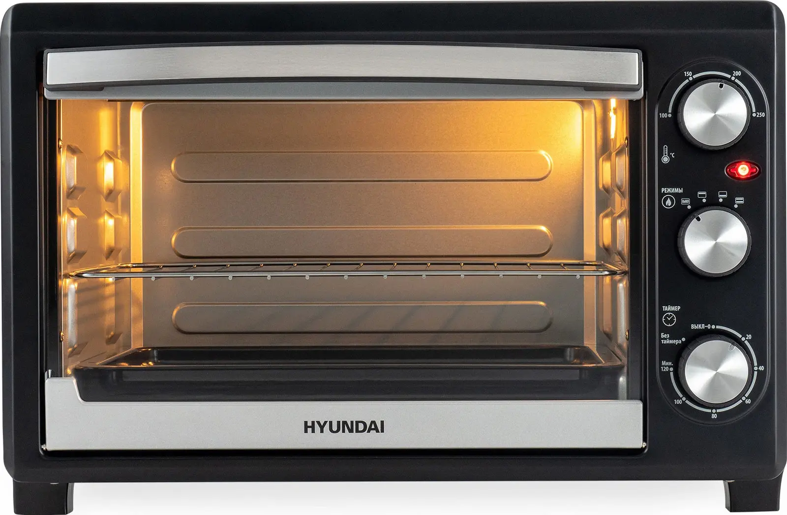 Изображение товара Мини-печь Hyundai MIO-HY073 26л 1500Вт серебристый черный компактная духовка