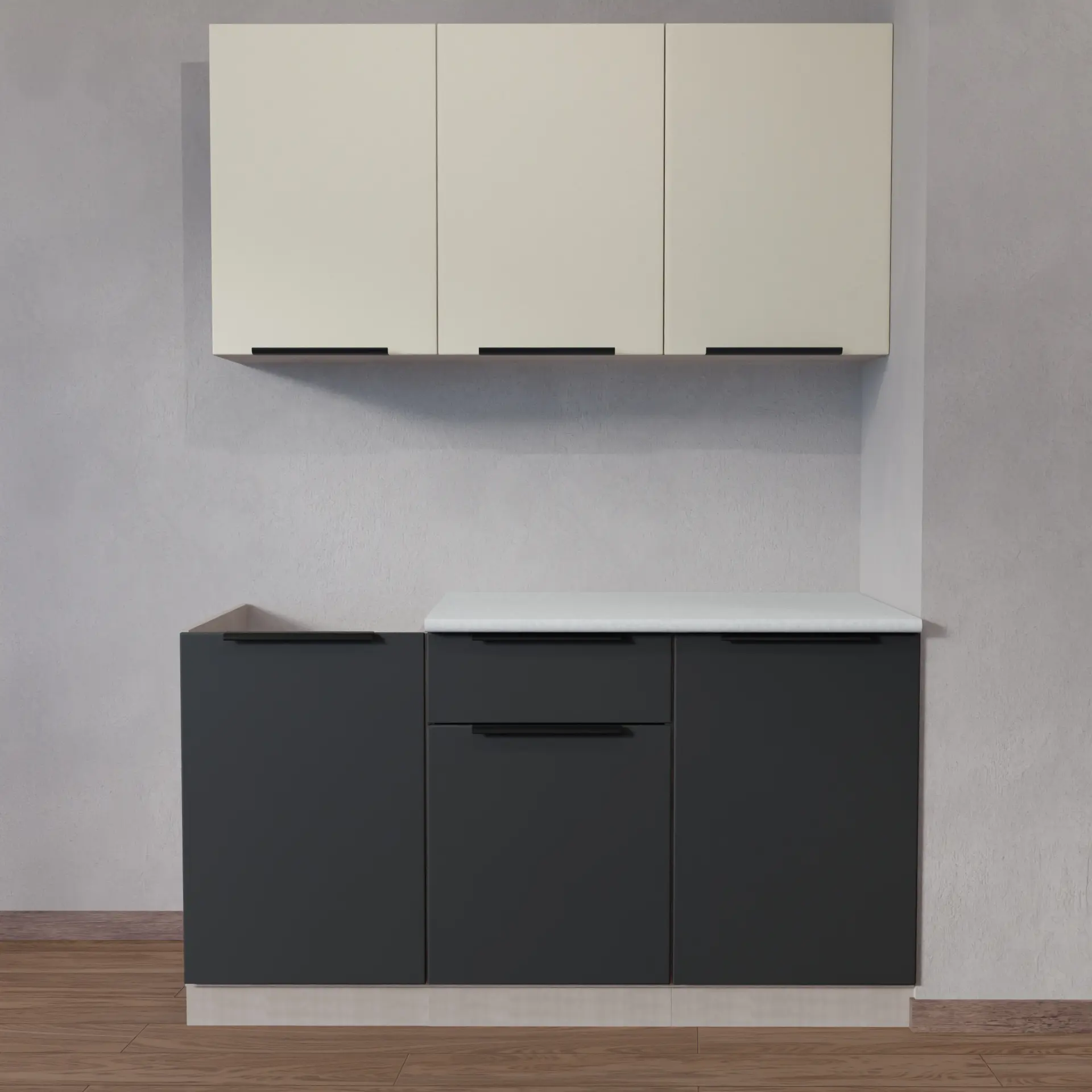 Изображение товара Кухонный гарнитур Vesta Ккэ1.5-микс я/фг/лм 150x2.17x60 см ЛДСП цвет темно-серый