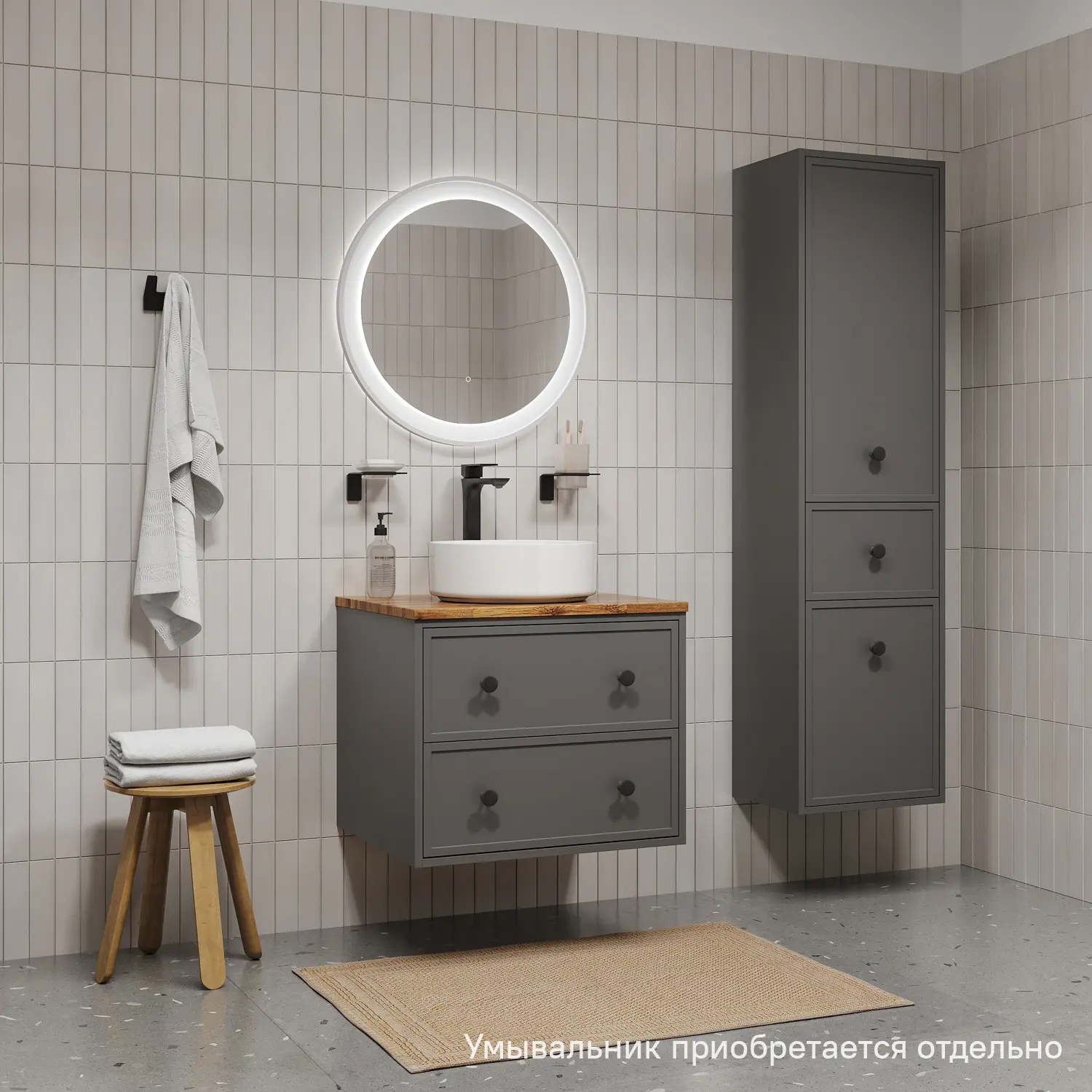 Изображение товара Тумба подвесная под столешницу Iddis Torr TOR60DBi95 60 см цвет темно-серый