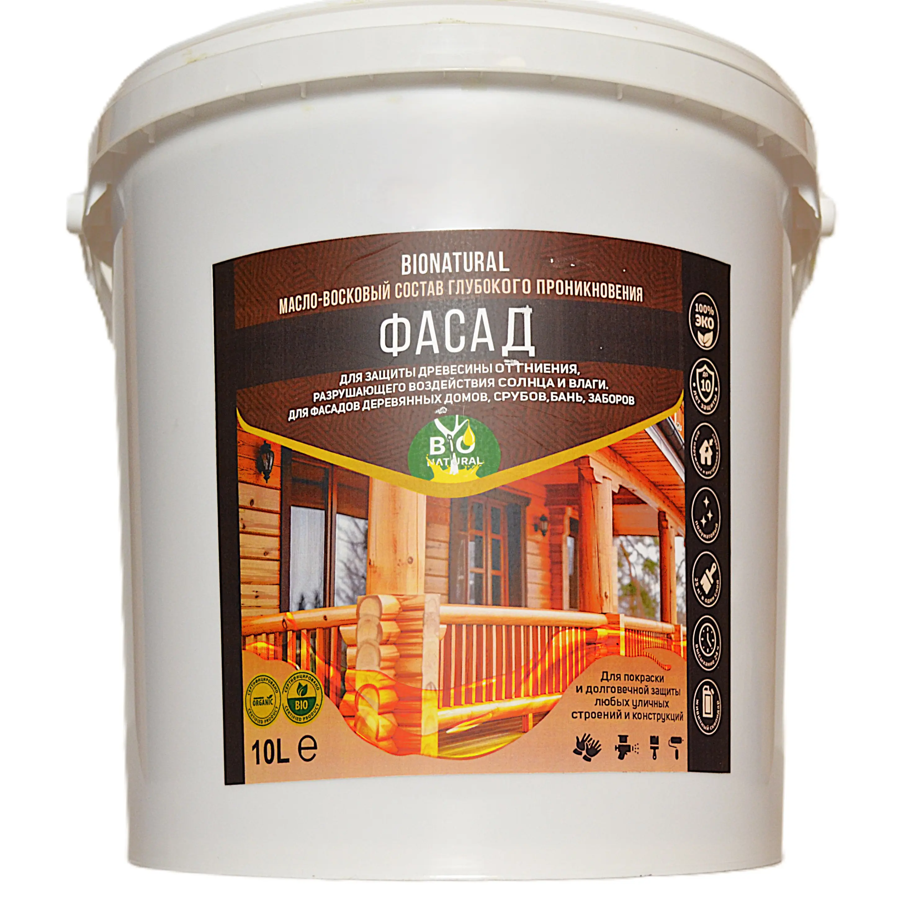 Изображение товара Защитное масло Bionatural Фасад с воском и смолами 10л