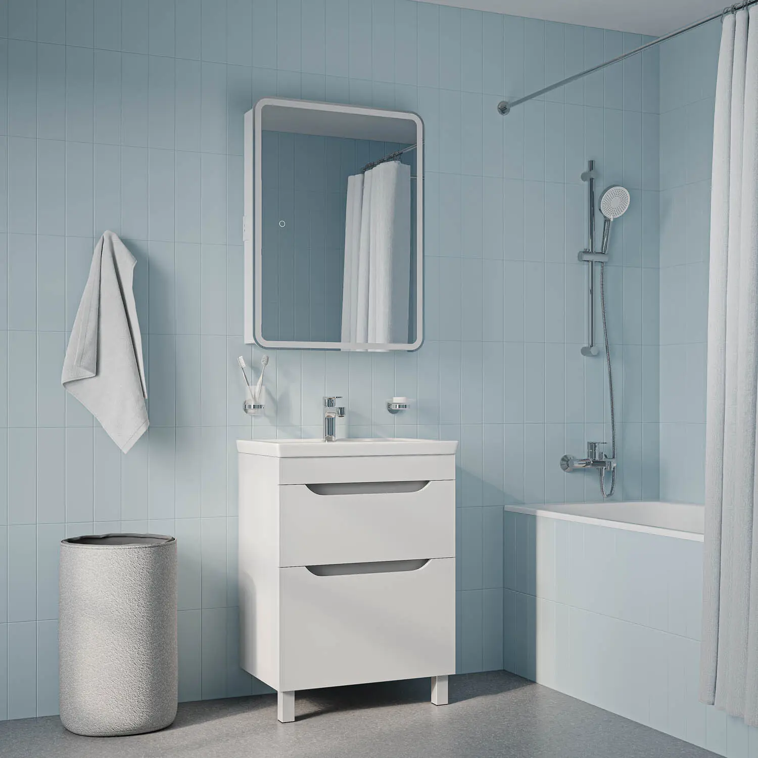 Изображение товара Тумба с раковиной Iddis Sky SKY60WFi95K напольная 60 см цвет белый, раковина 4076000i28