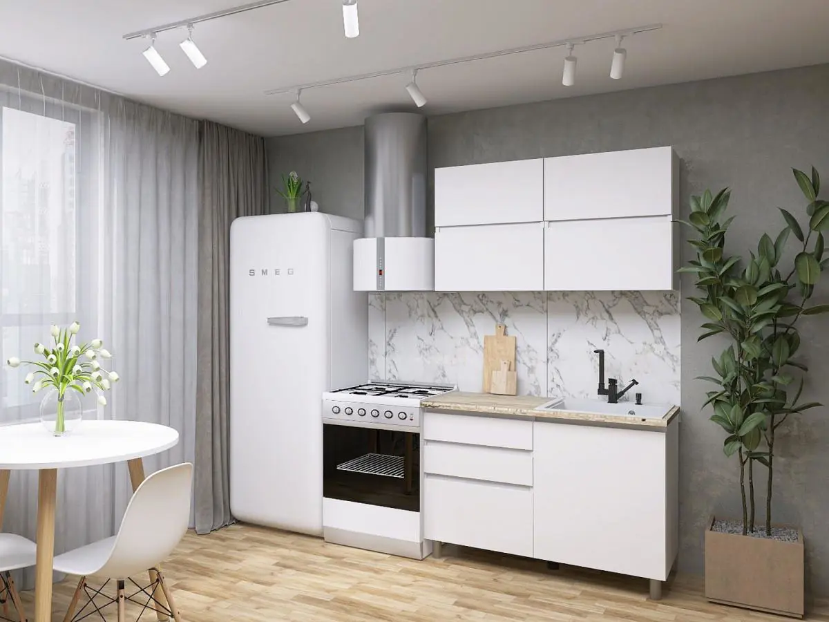 Изображение товара Кухонный гарнитур Sv-мебель Киото 120x214x60 см ЛДСП цвет белый