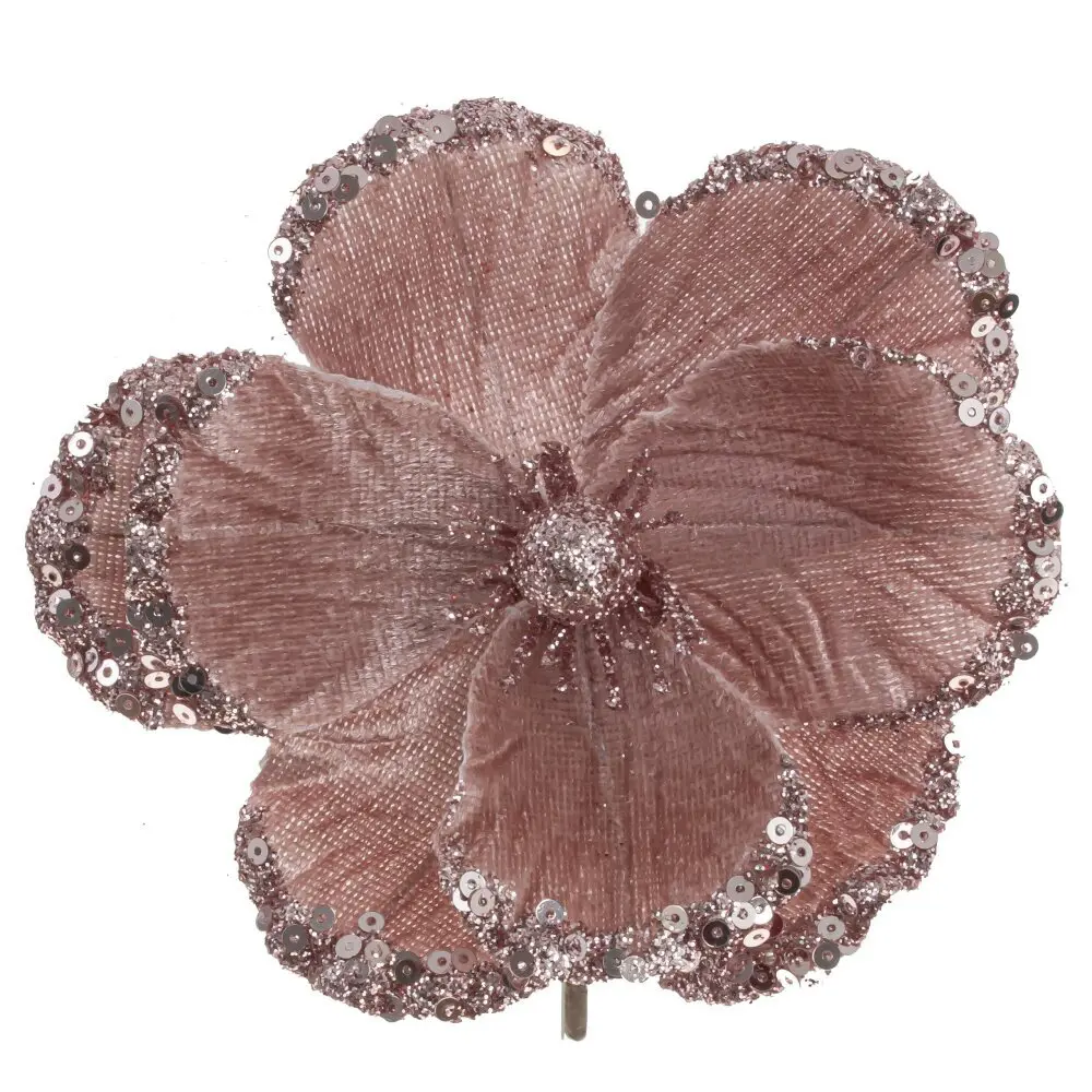 Изображение товара Новогоднее украшение Магнолия 936375 ПВХ 10x12 см розовый