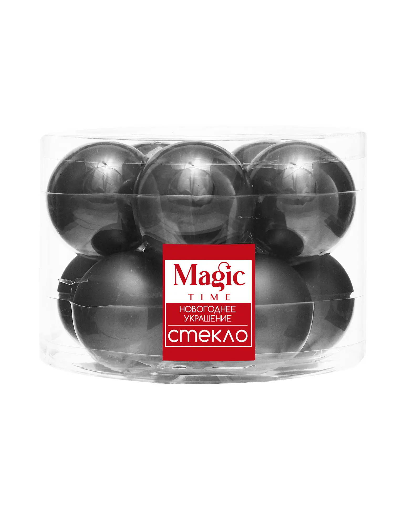 Изображение товара Набор елочных шаров ø6 см стекло серый 8 шт.