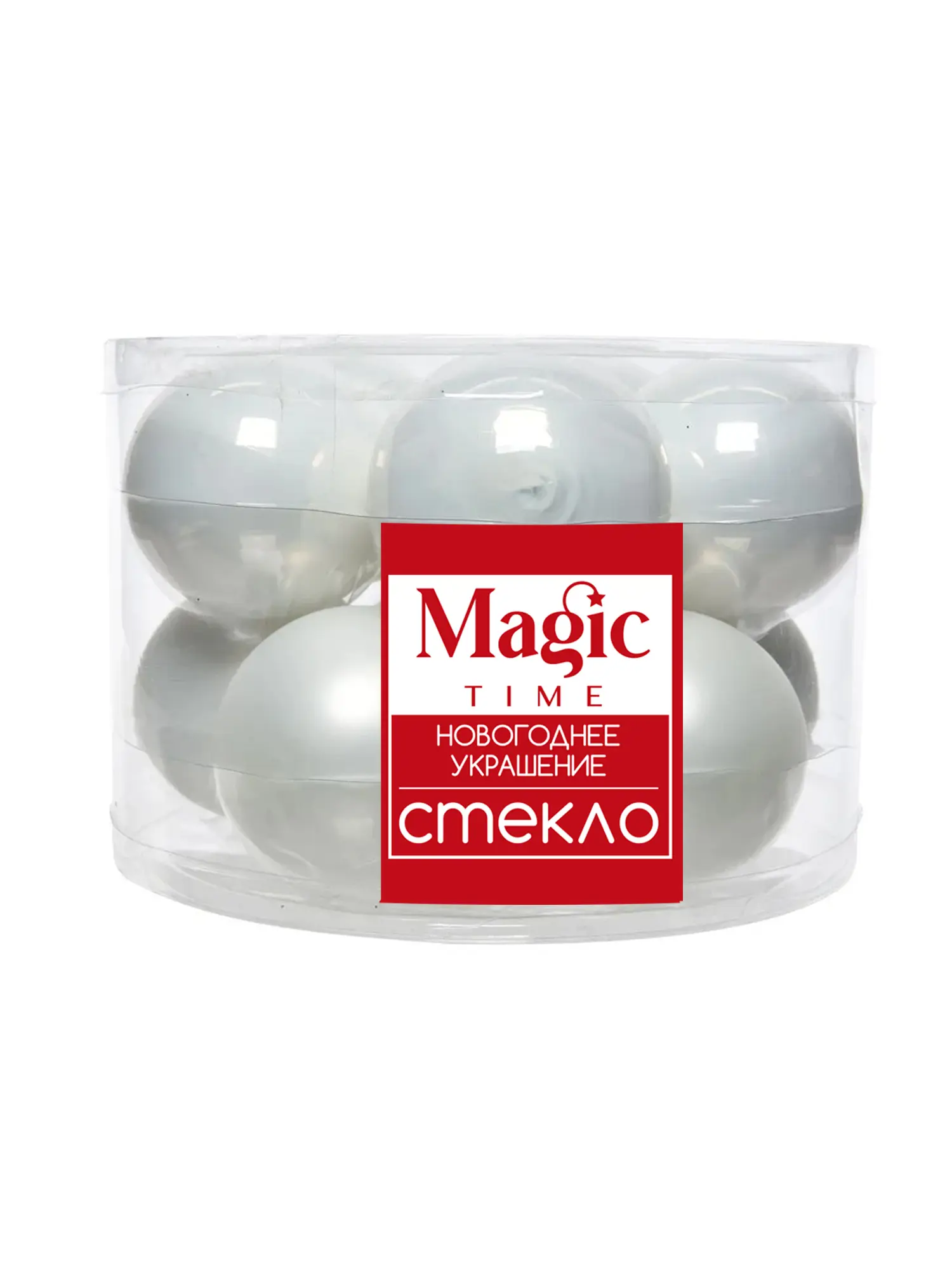 Изображение товара Набор елочных шаров ø6 см стекло белый 8 шт.