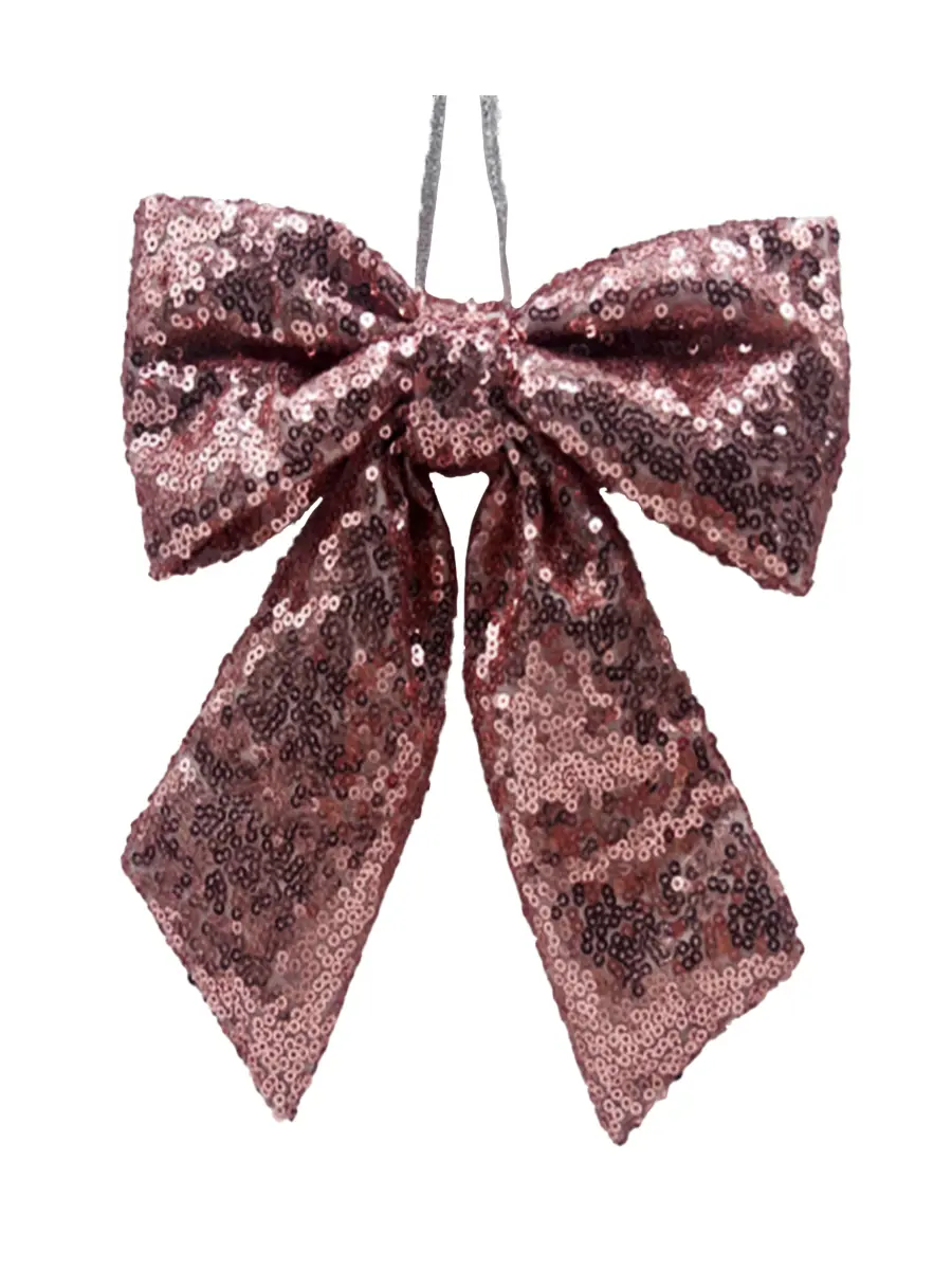 Изображение товара Новогоднее украшение Бант 20 см полиэстер розовый