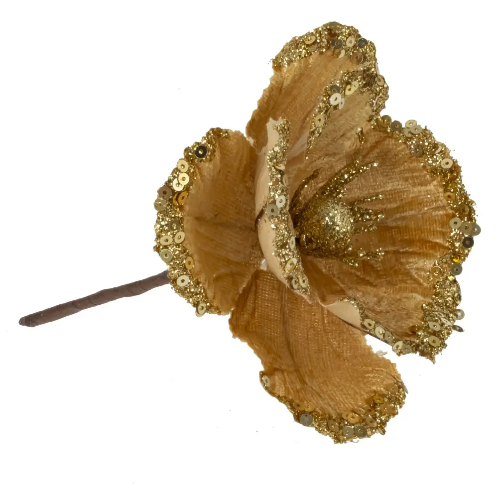 Изображение товара Новогоднее украшение Магнолия 936374 ПВХ 10x12 см желтый