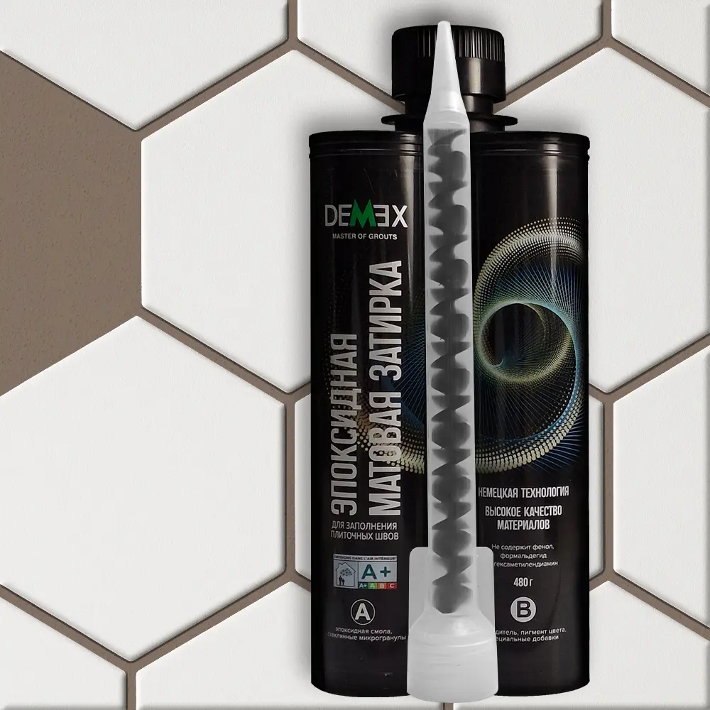 Изображение товара Затирка эпоксидная матовая двухкомпонентная Demex 310 в двойной тубе 400 грамм цвет грейдж