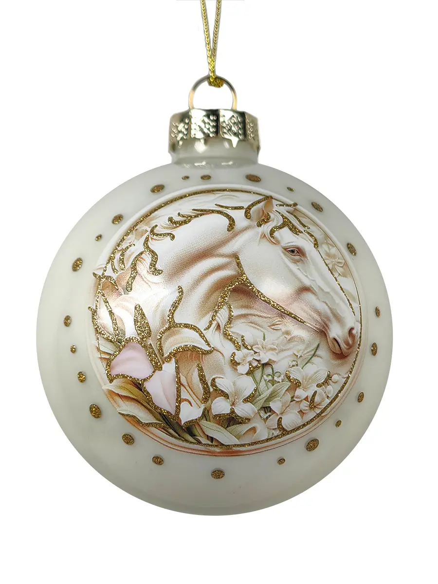 Изображение товара Елочный шар Символ года ø8 см стекло белый