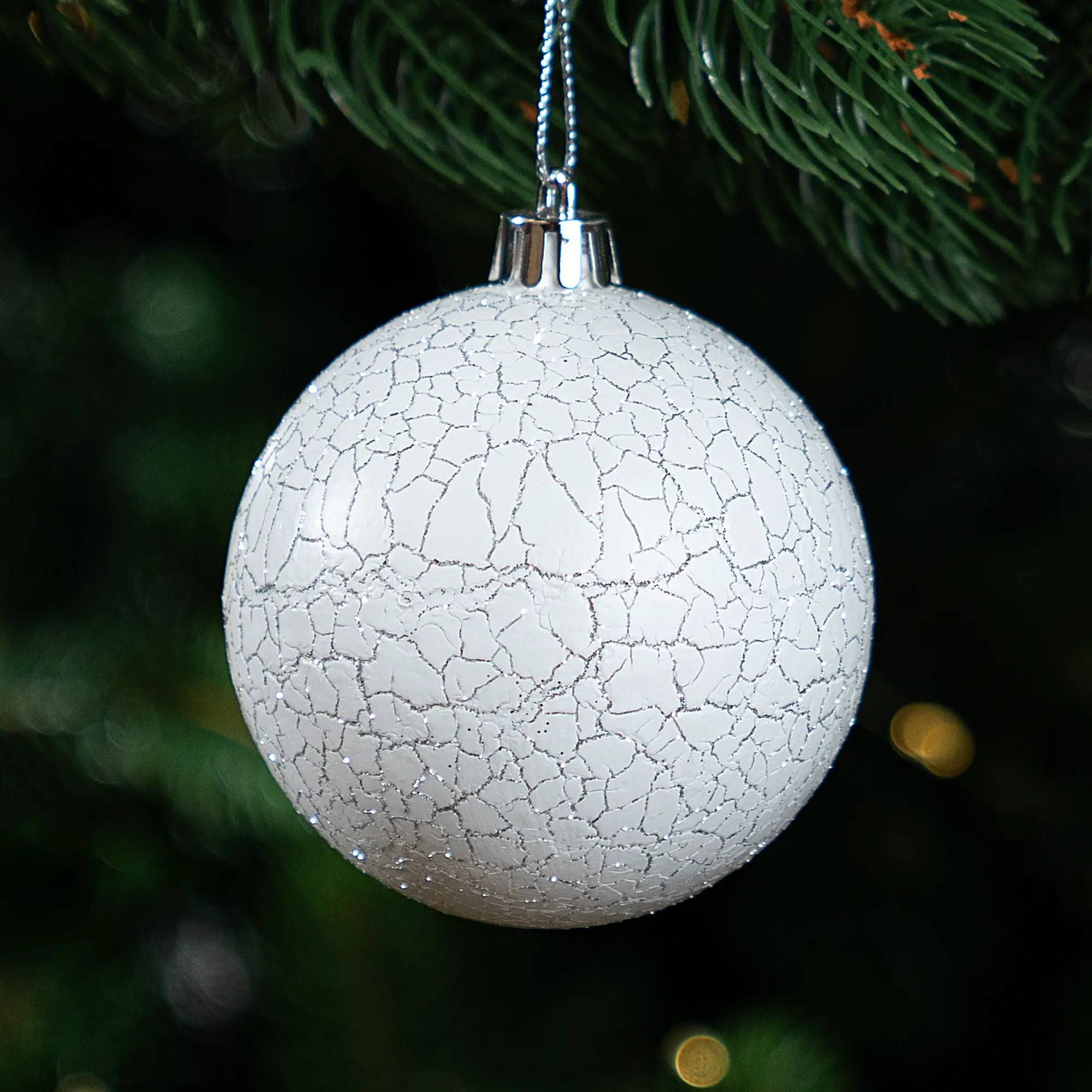 Изображение товара Шар елочный KREAFORTA кракелюр ø8 см белый