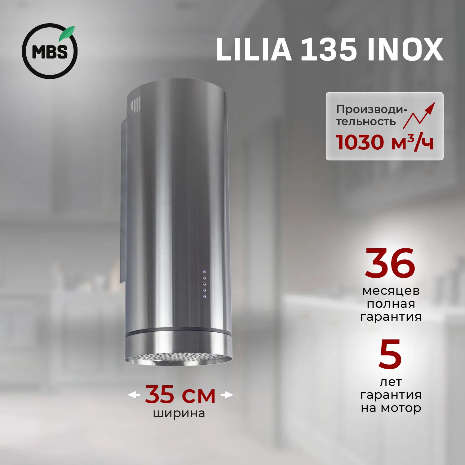 Изображение товара Вытяжка пристенная MBS LILIA 135 INOX