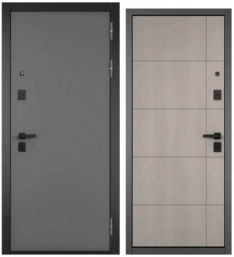 Изображение товара Входная дверь Mastino City prime, правая, 205x86 см, антрацит букле/дуб шале белый