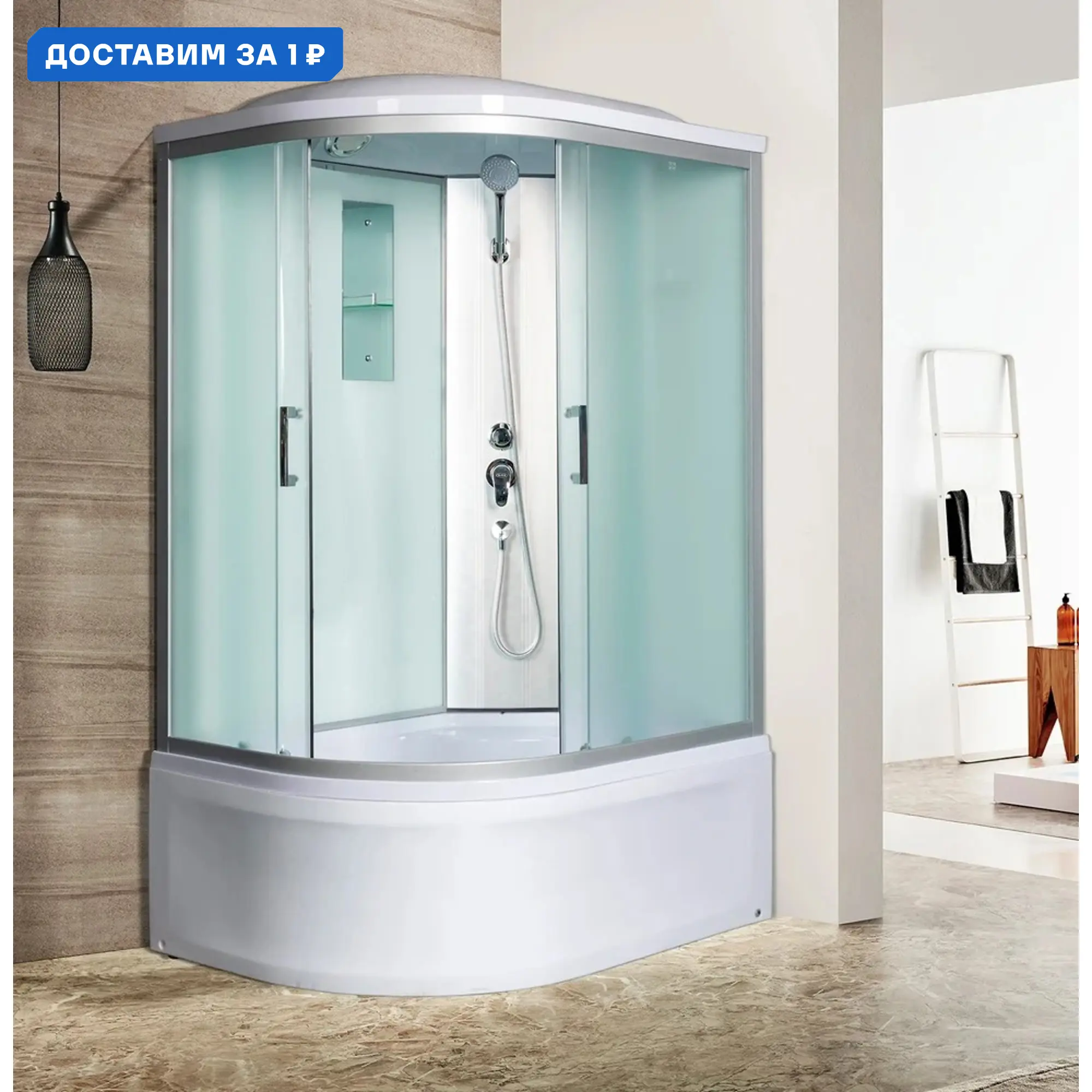 Изображение товара Душевая кабина River Desna XL 120/90/44 MT R 120x90 см высокий поддон