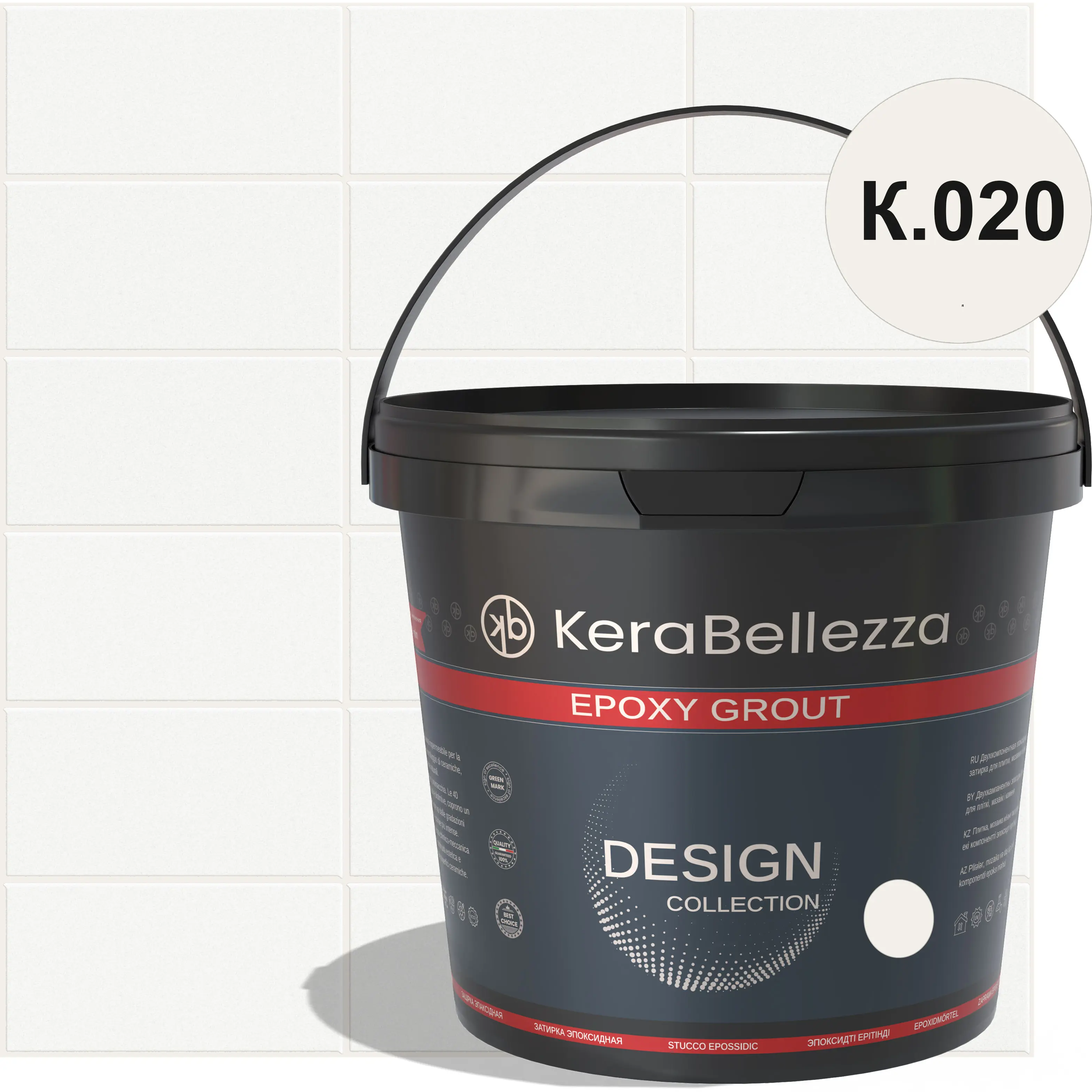 Изображение товара Цветная эпоксидная затирка KeraBellezza Design Белая 1 кг для качественного декора и надежной облиц