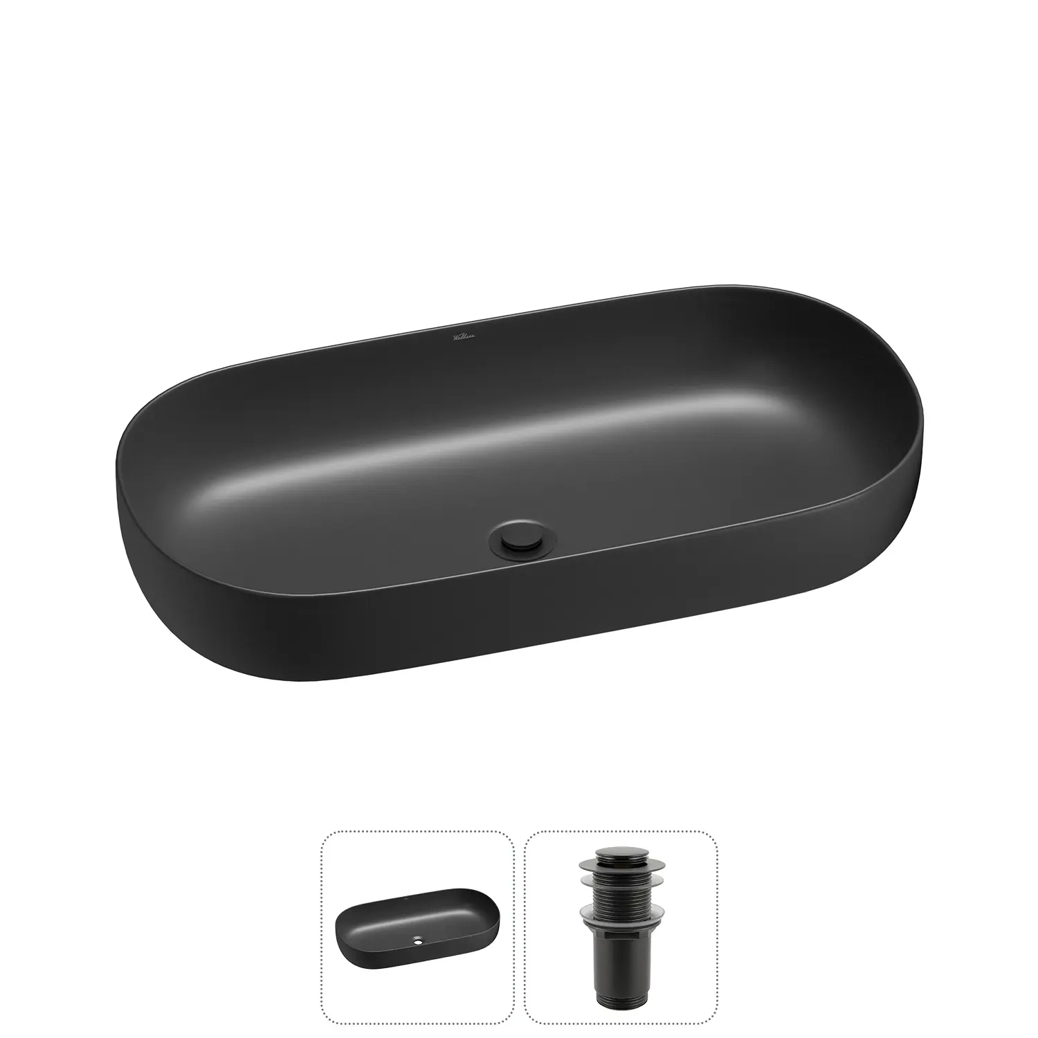 Изображение товара Раковина накладная Wellsee Chic Riviera 80см с донный клапаном 20214800R