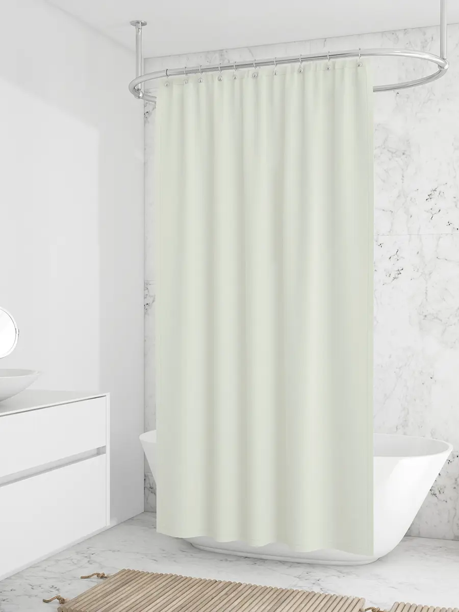 Изображение товара Штора для ванной Лавита 180x180 айвори пэс из полиэстера Металлические люверсы