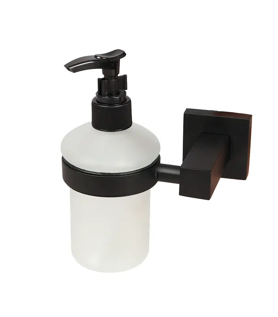 Изображение товара Дозатор для мыла навес квадро стекло/металл черный