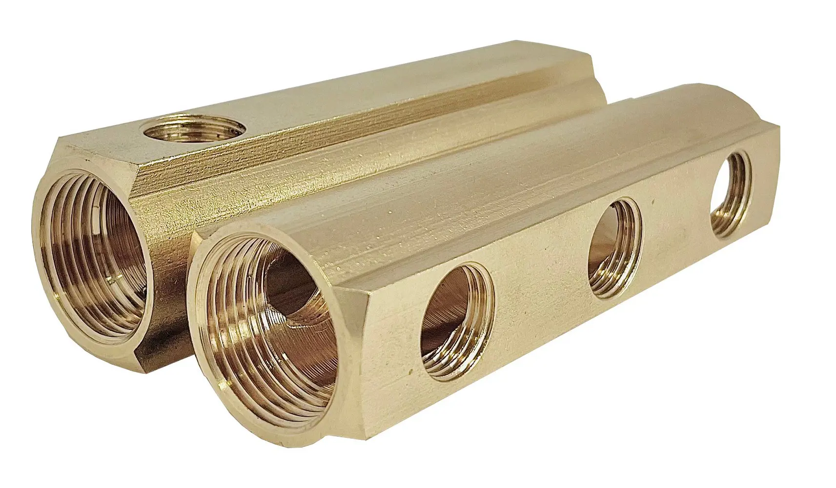 Изображение товара Коллектор распределительный Апогей 422014 1/2 под плоское уплотнение 3 выхода латунь