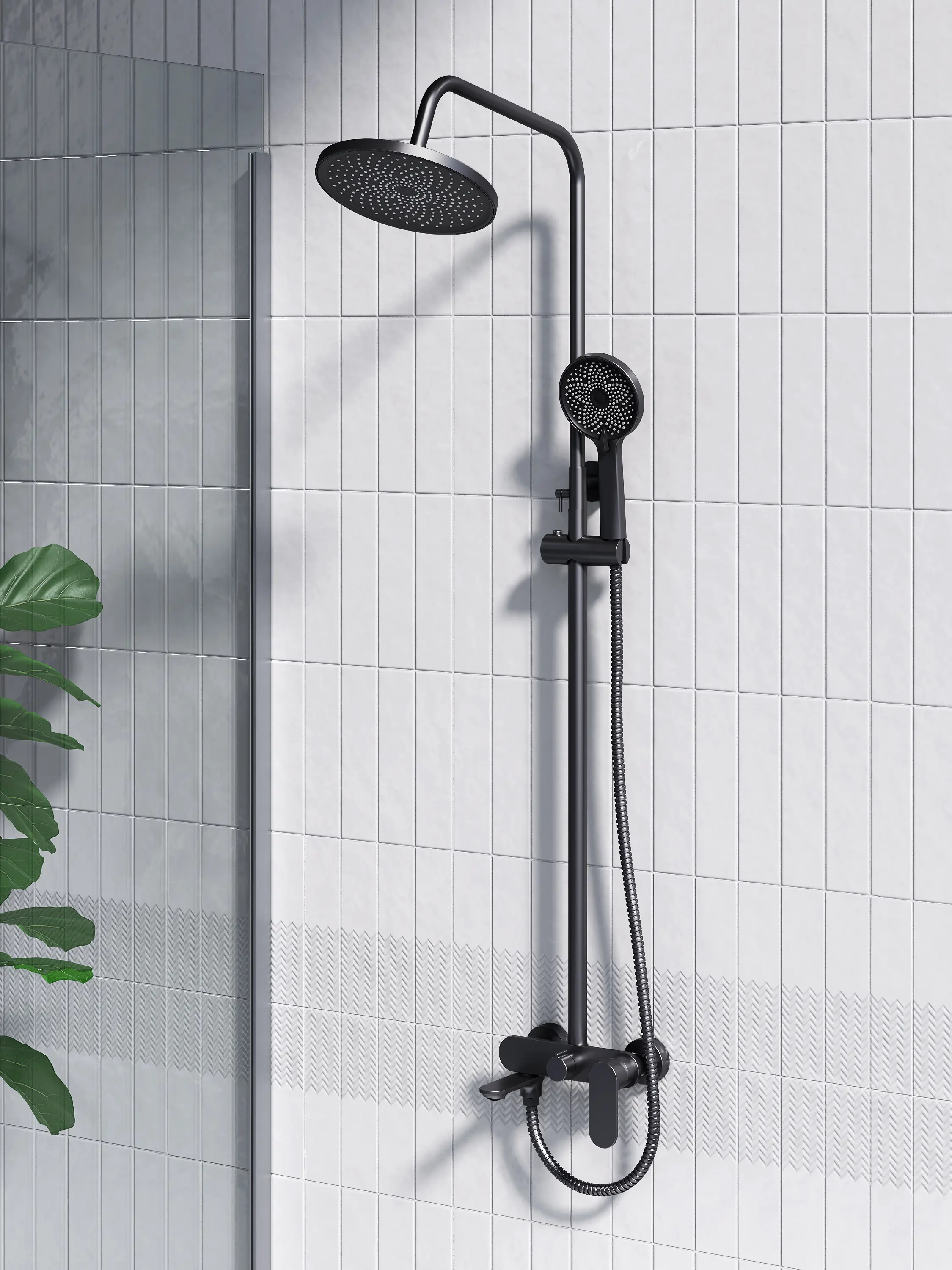 Изображение товара Душевая система Esko line EL_ST50Black со смесителем цвет черный