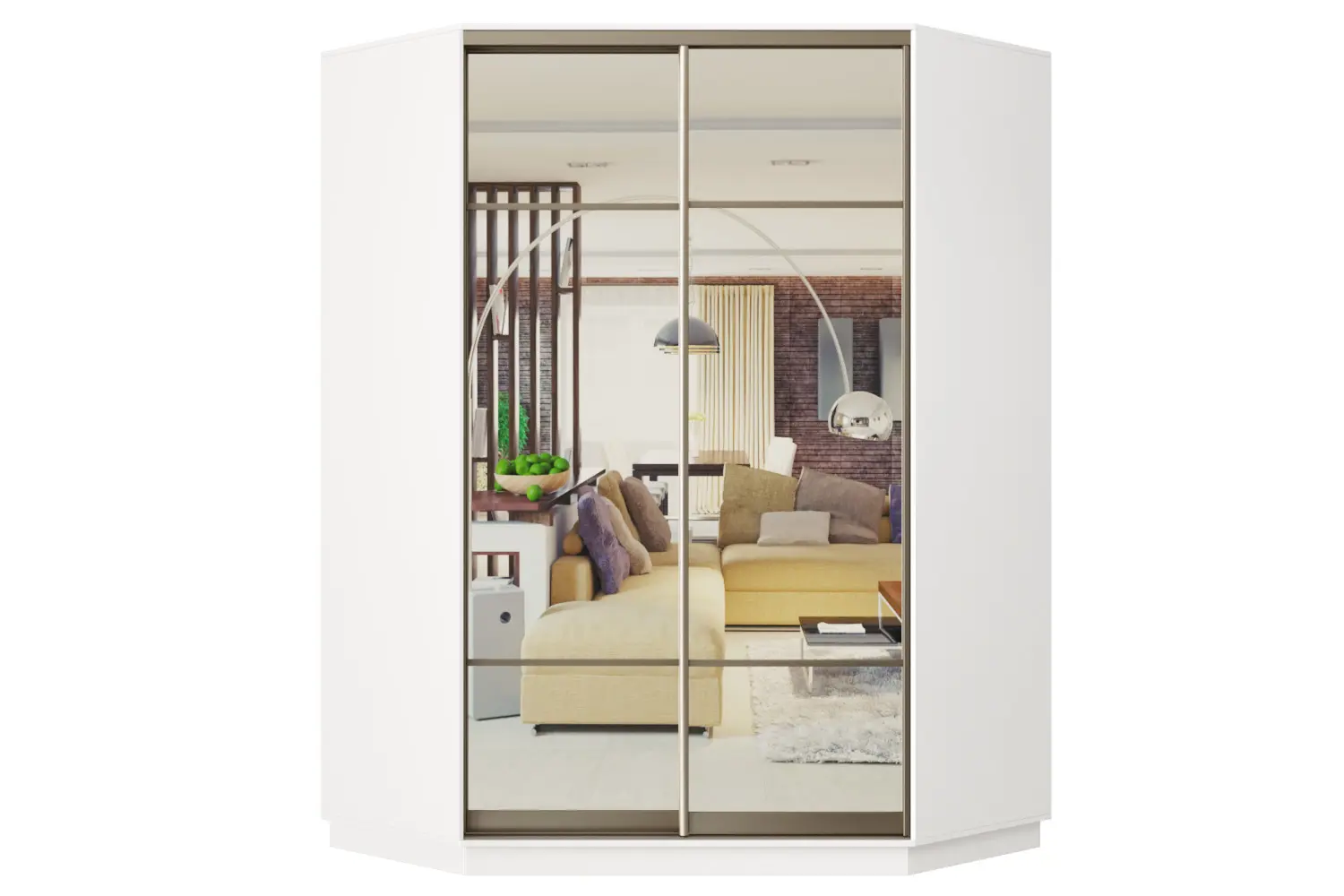 Изображение товара Шкаф-купе Хочу домой Классика 71 угловой (11.11) с 2 дверями 220x110х45 см 12 полок ЛДСП цвет белый/профиль шампань