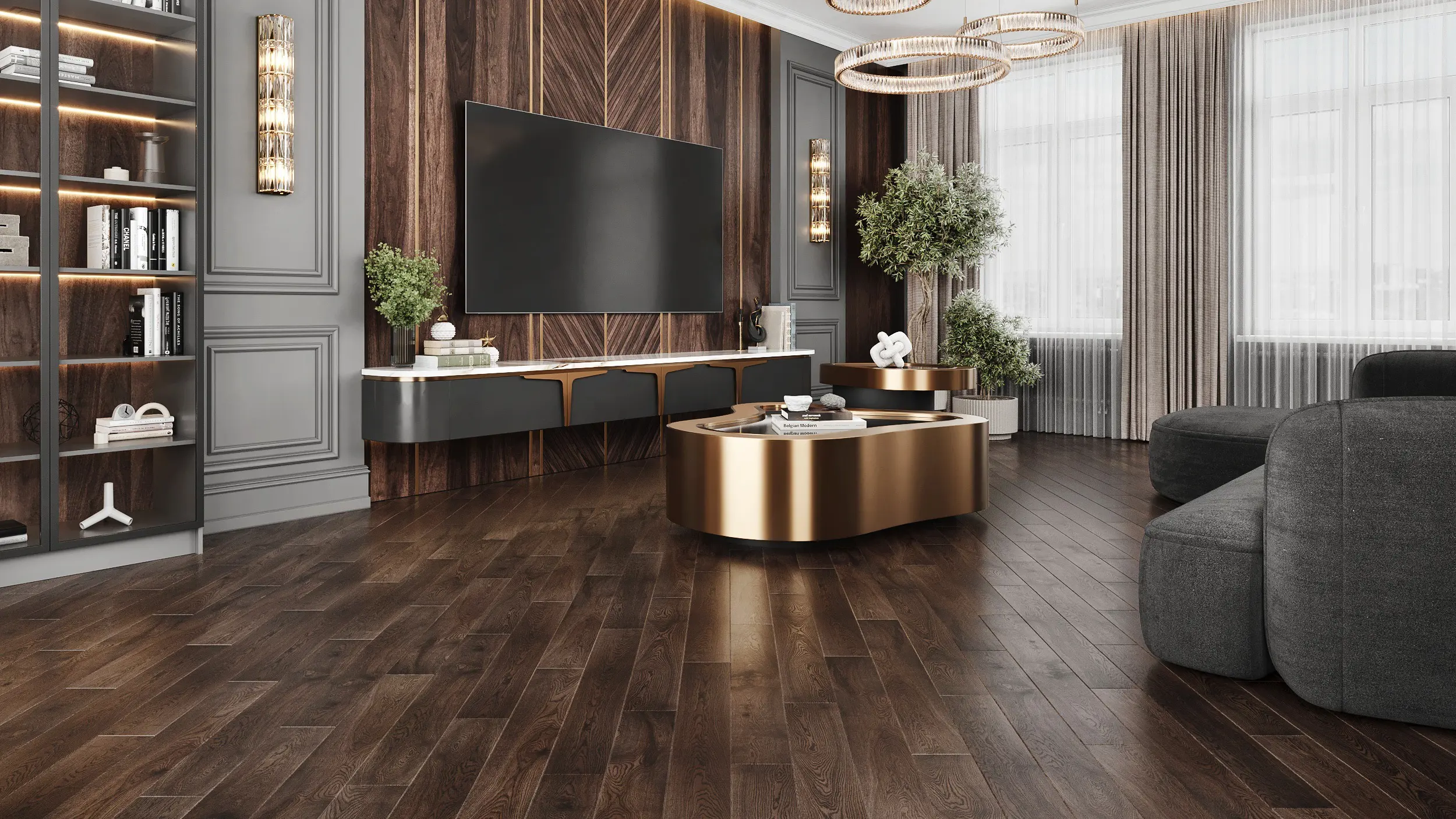 Изображение товара Паркетная доска Amber Wood Браш Дуб Бурбон 14 мм с фаской 0.909 м2