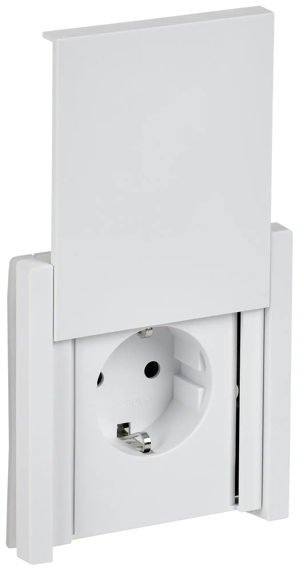 Изображение товара Розетка встраиваемая IEK Forte&Piano с заземлением с крышкой и шторками цвет белый