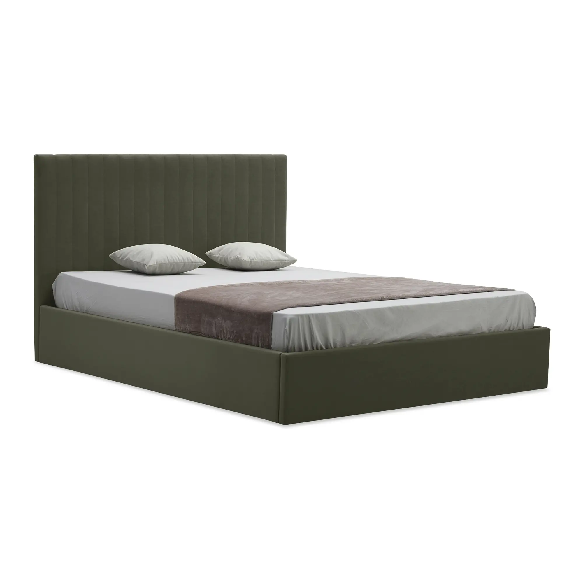 Изображение товара Двуспальная кровать Ладья Кеннет 190x112x213 см зеленая с подъемным механизмом