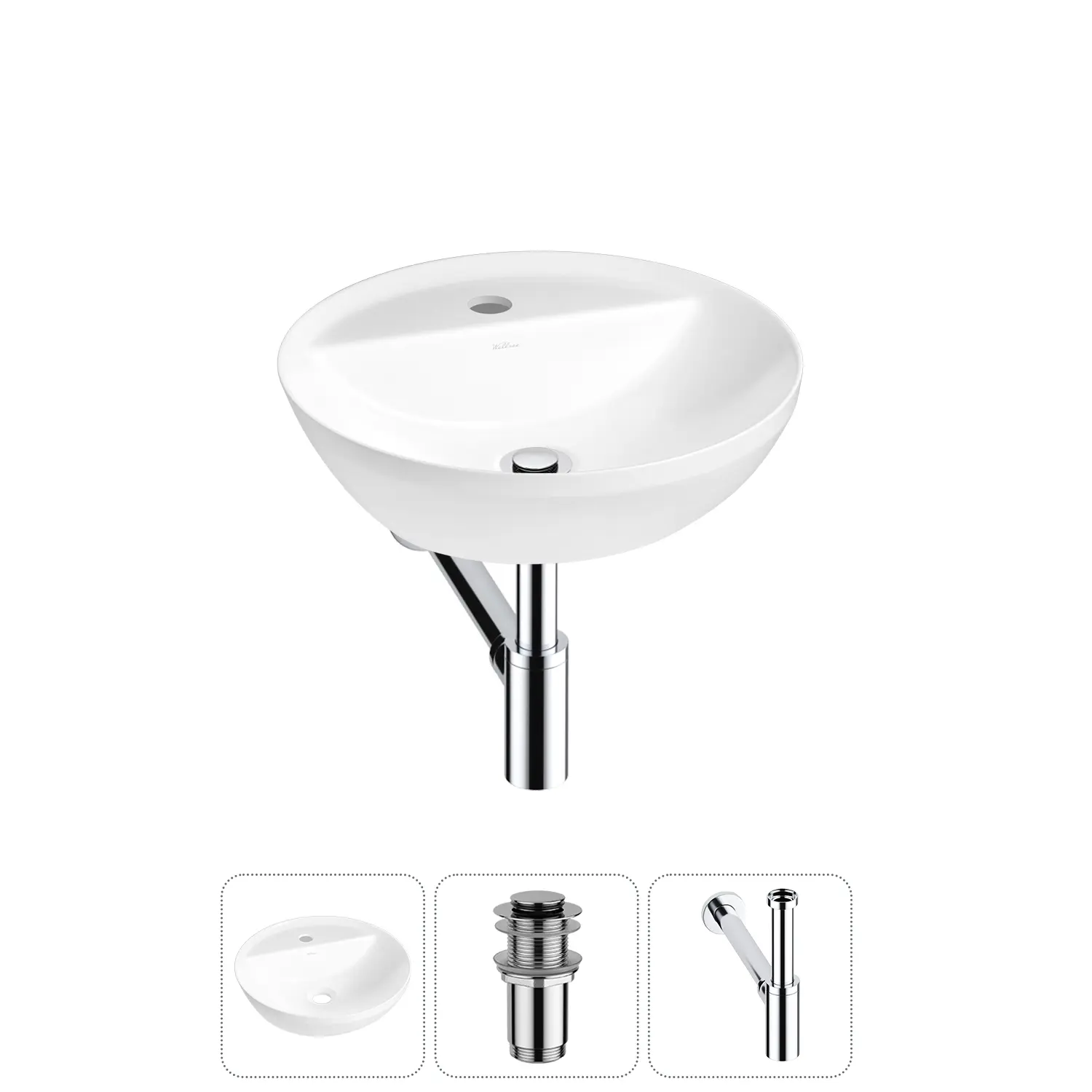 Изображение товара Раковина Wellsee cute twin r 20213326R 42см цвет раковина 3 в 1: д/к, сифон
